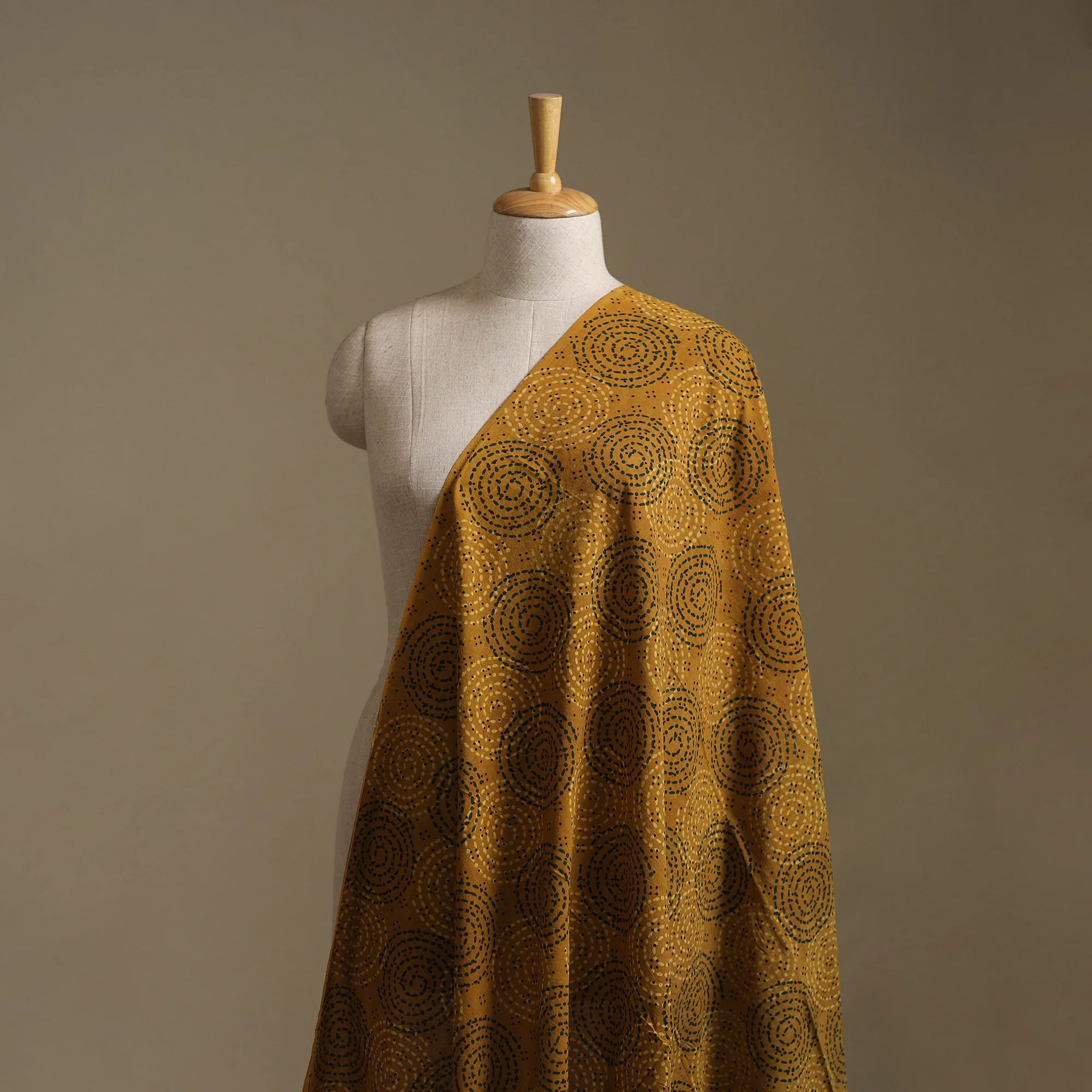 Yellow - Ajrakh Hand Block Print Natural Dyed Cotton Fabric 30 - Image 2