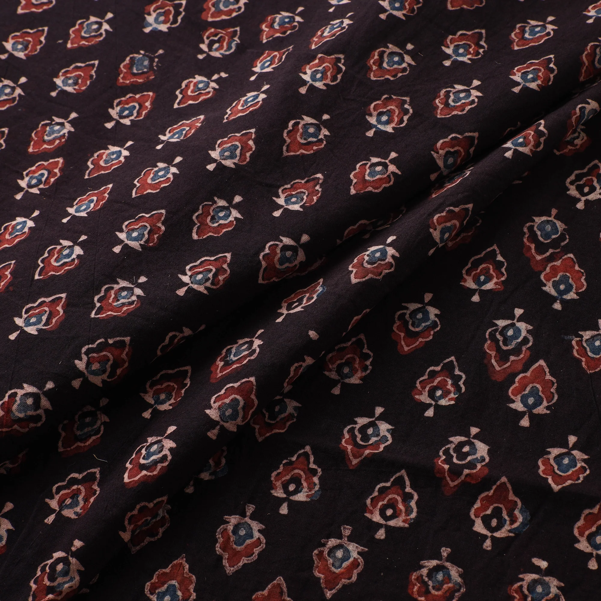 Maroon - Ajrakh Hand Block Print Natural Dyed Cotton Fabric 45