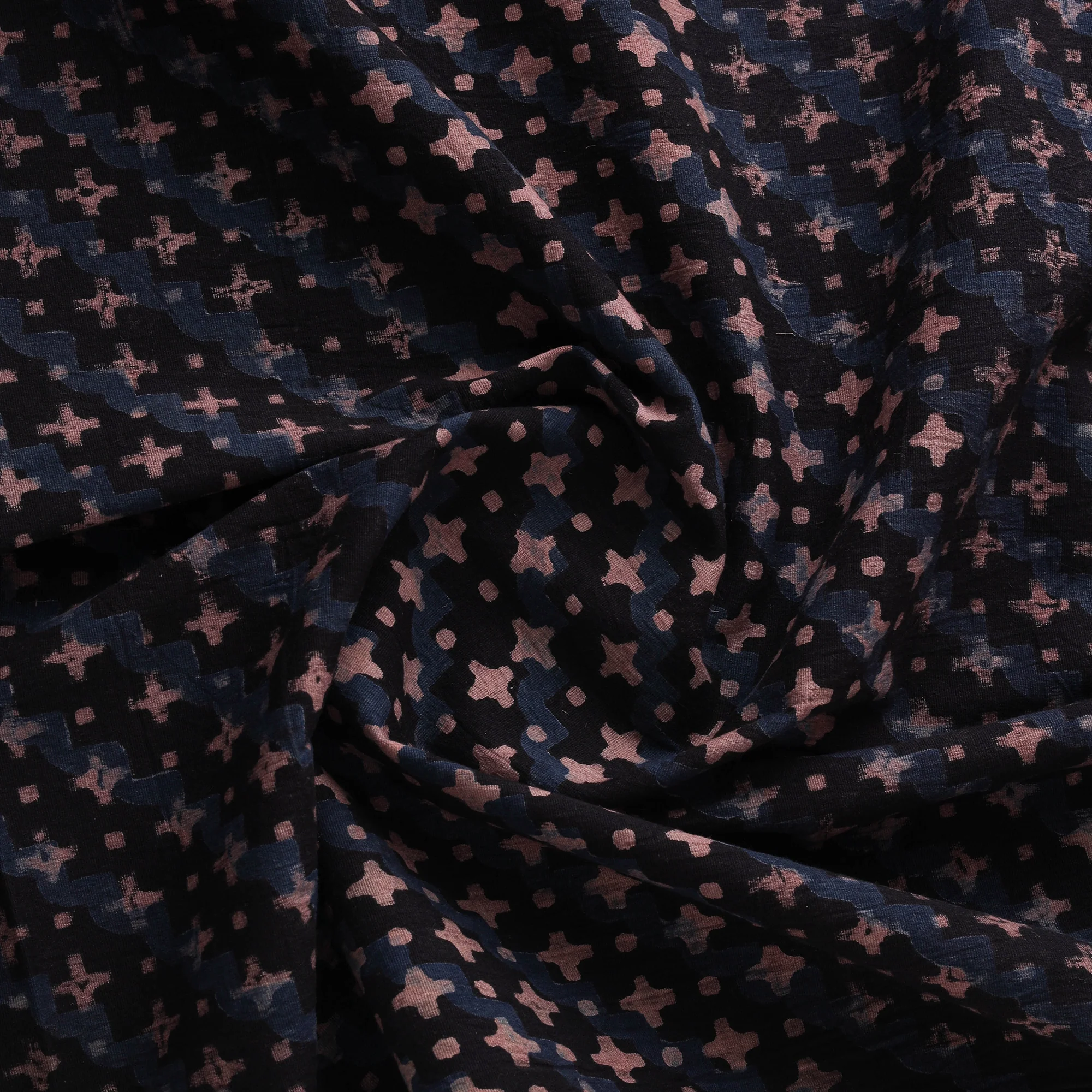 Ajrakh Hand Block Print Natural Dyed Cotton Lycra Fabric 09 - Image 3