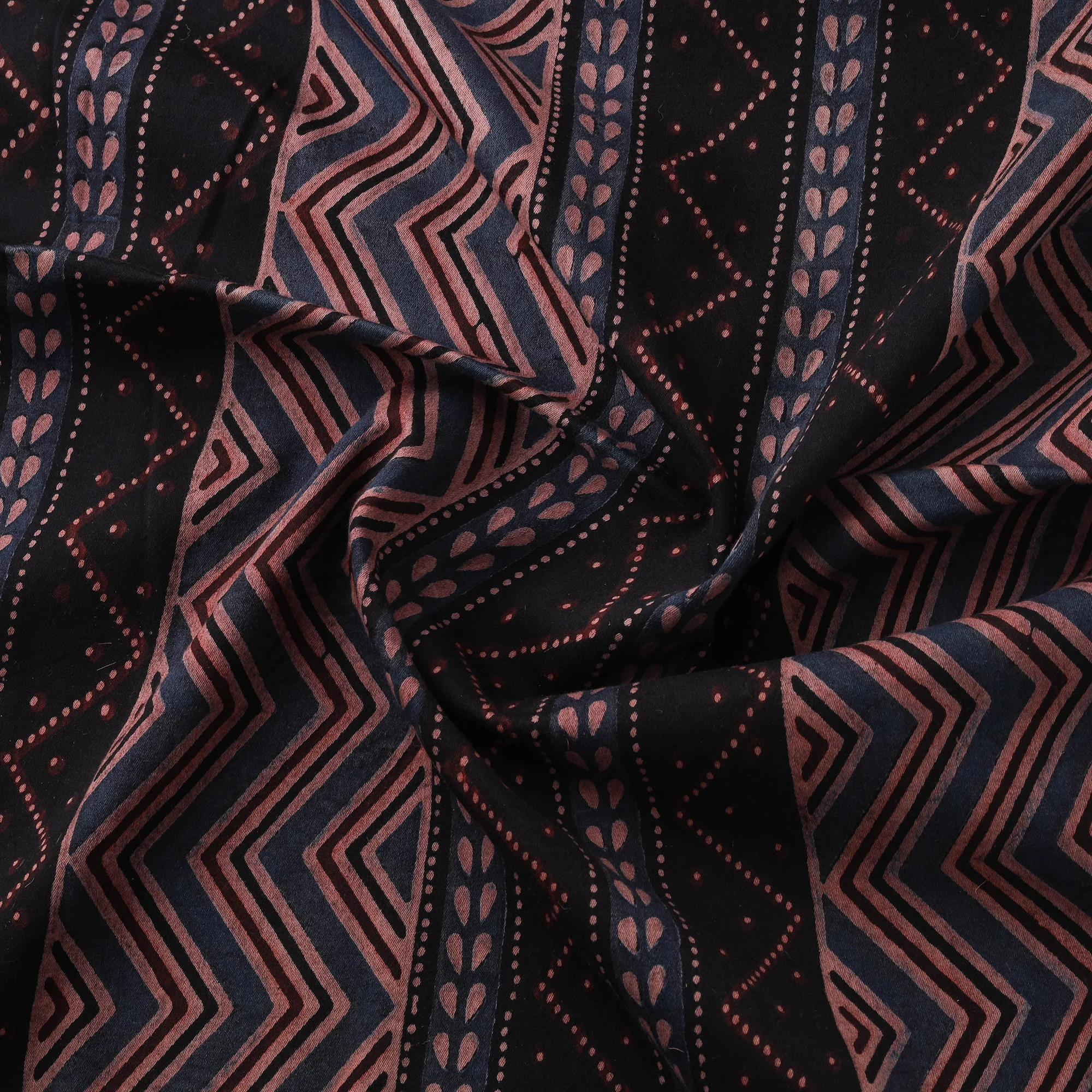 Ajrakh Hand Block Print Natural Dyed Cotton Lycra Fabric 10 - Image 3
