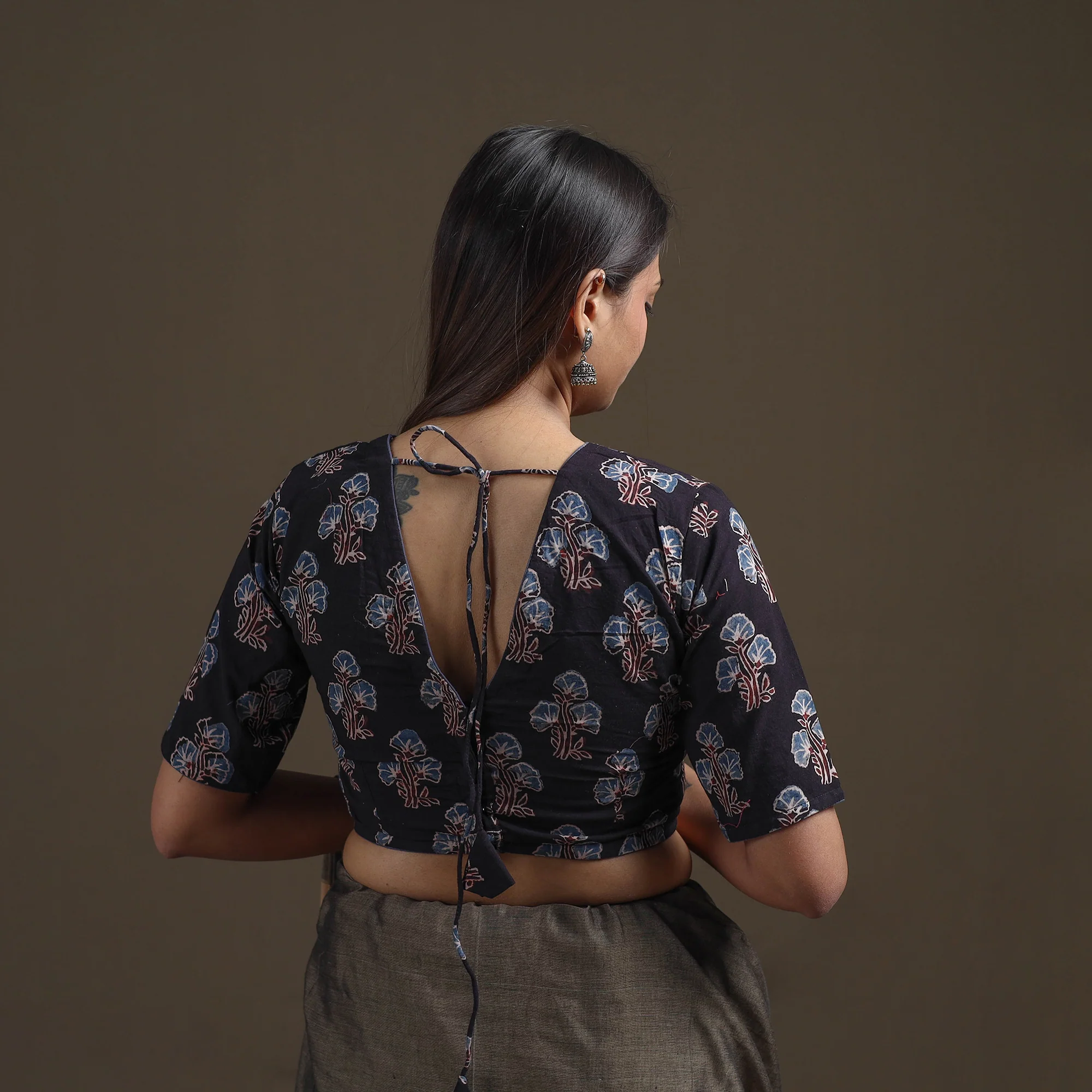 Ajrakh Hand Block Print Natural Dyed Cotton Readymade Blouse 15 - Image 4