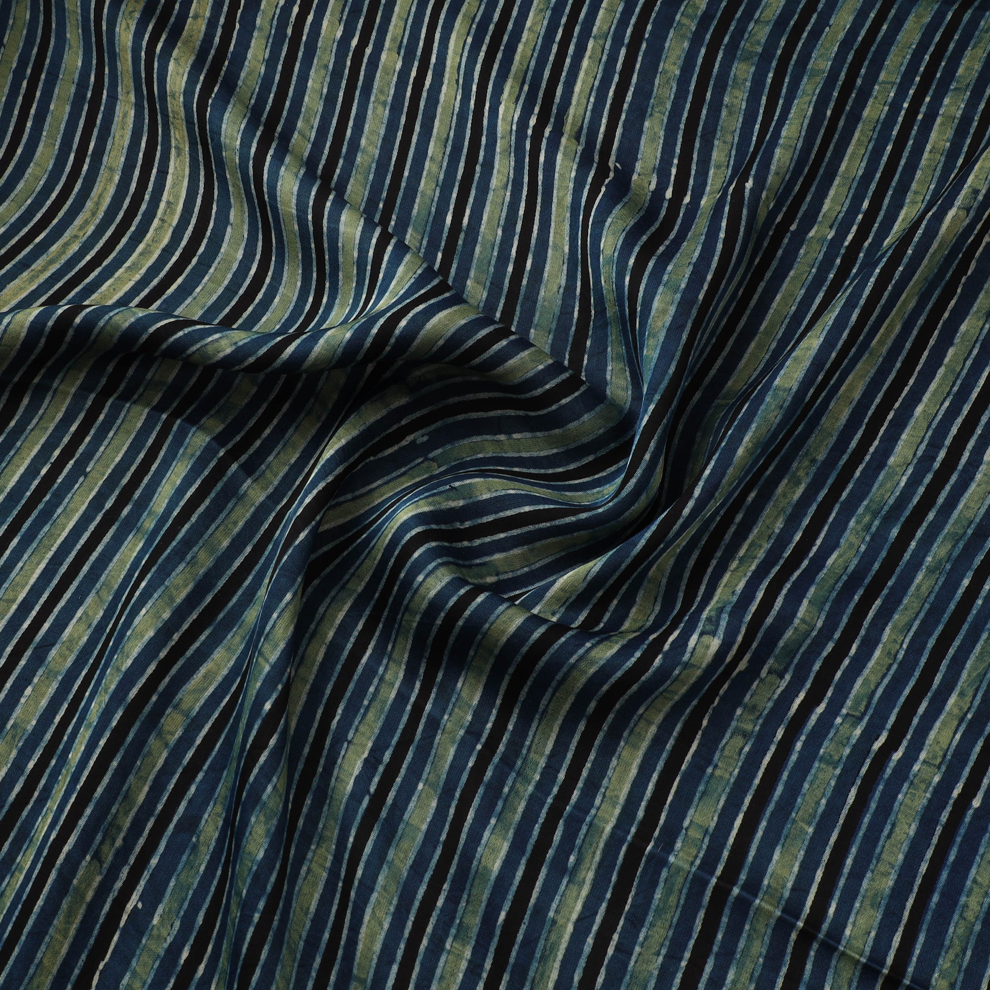 Blue - Ajrakh Hand Block Print Natural Dyed Modal Silk Fabric 45 - Image 3