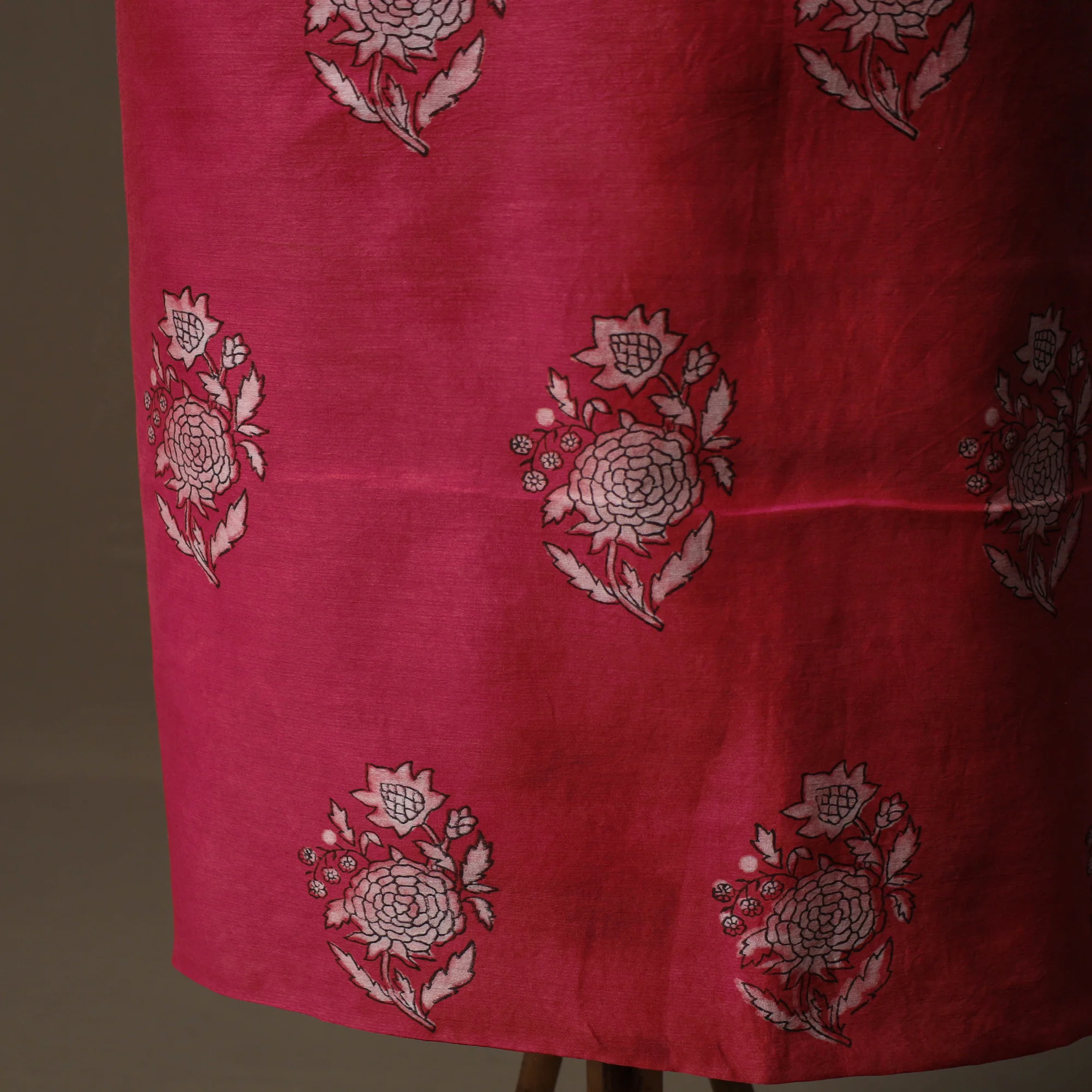 Akola Hand Block Print Chanderi Silk 2pc Unstitched Dress Material Kurta Set 37 - Image 5