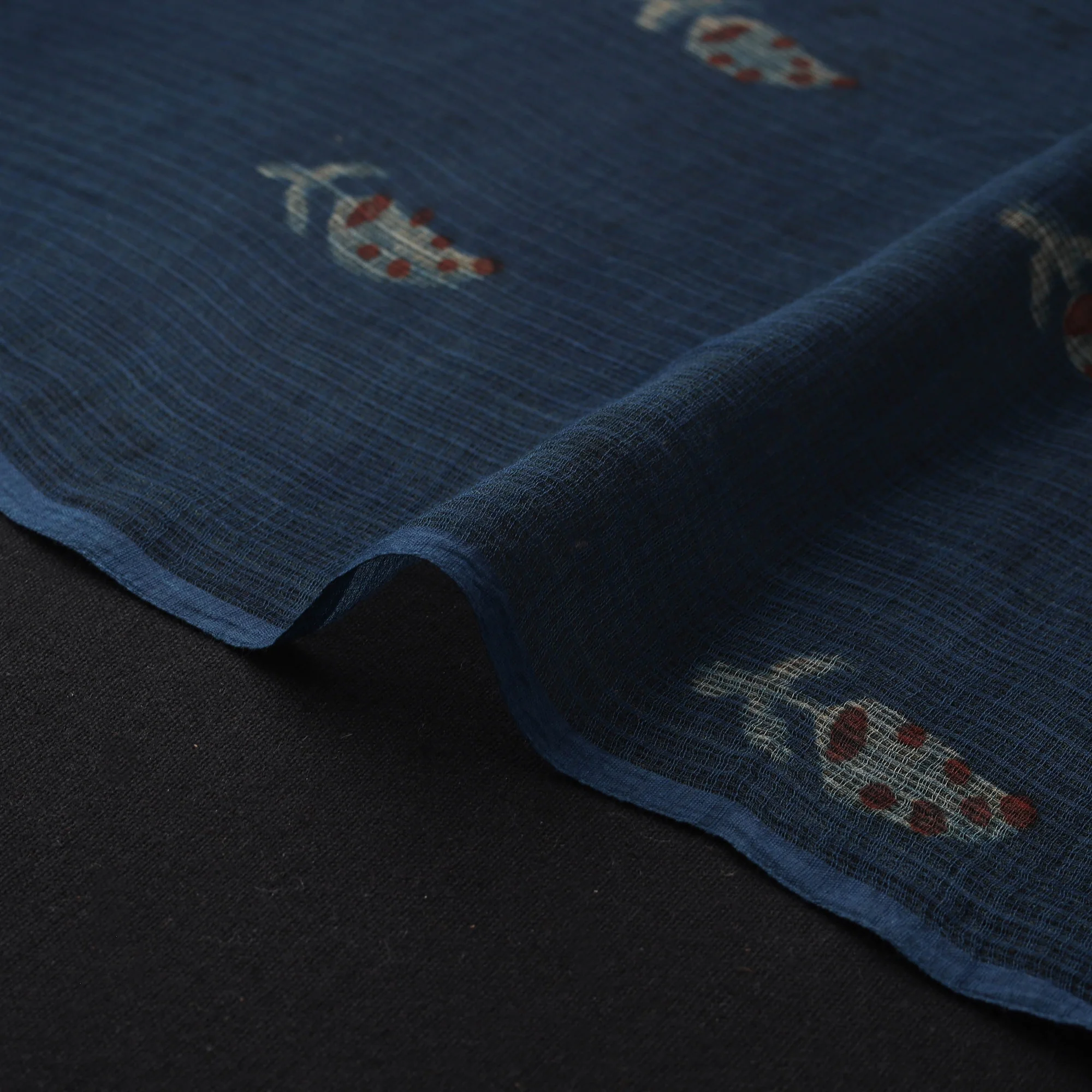Blue - Akola Hand Block Print Kota Doria Cotton Fabric 03 - Image 4