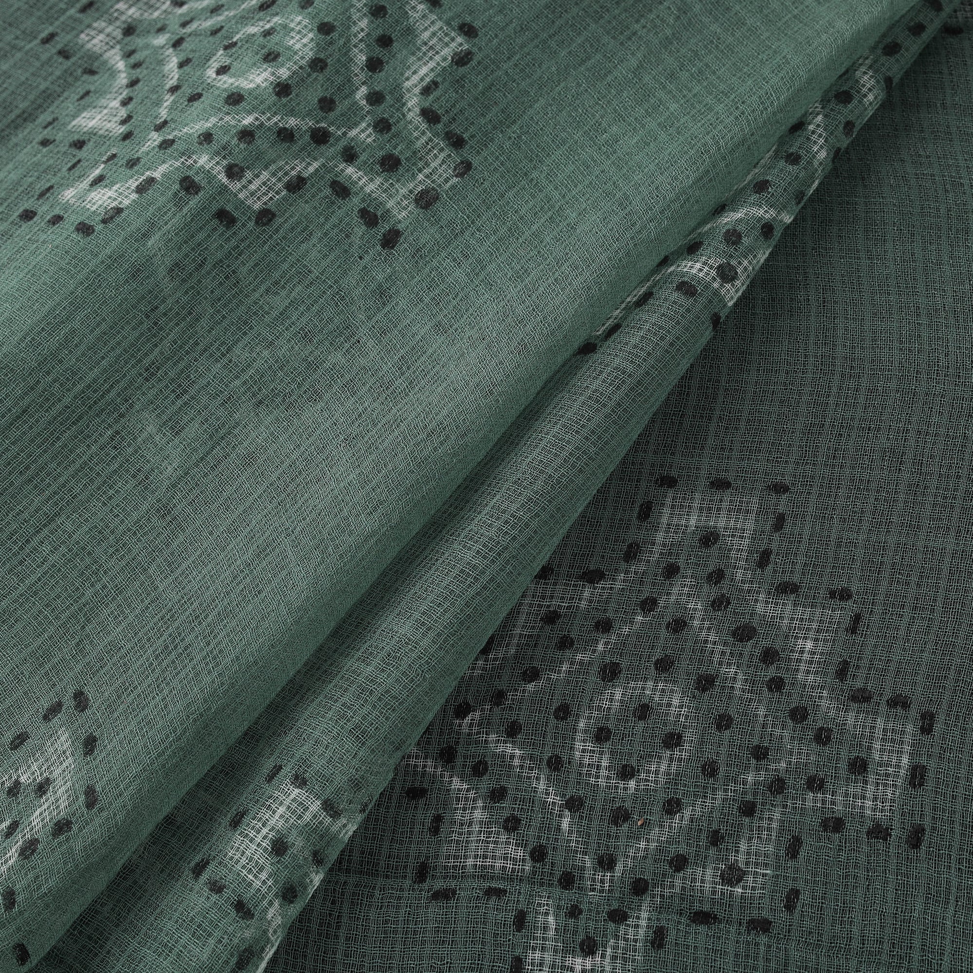 Green - Akola Hand Block Print Kota Doria Cotton Fabric 22