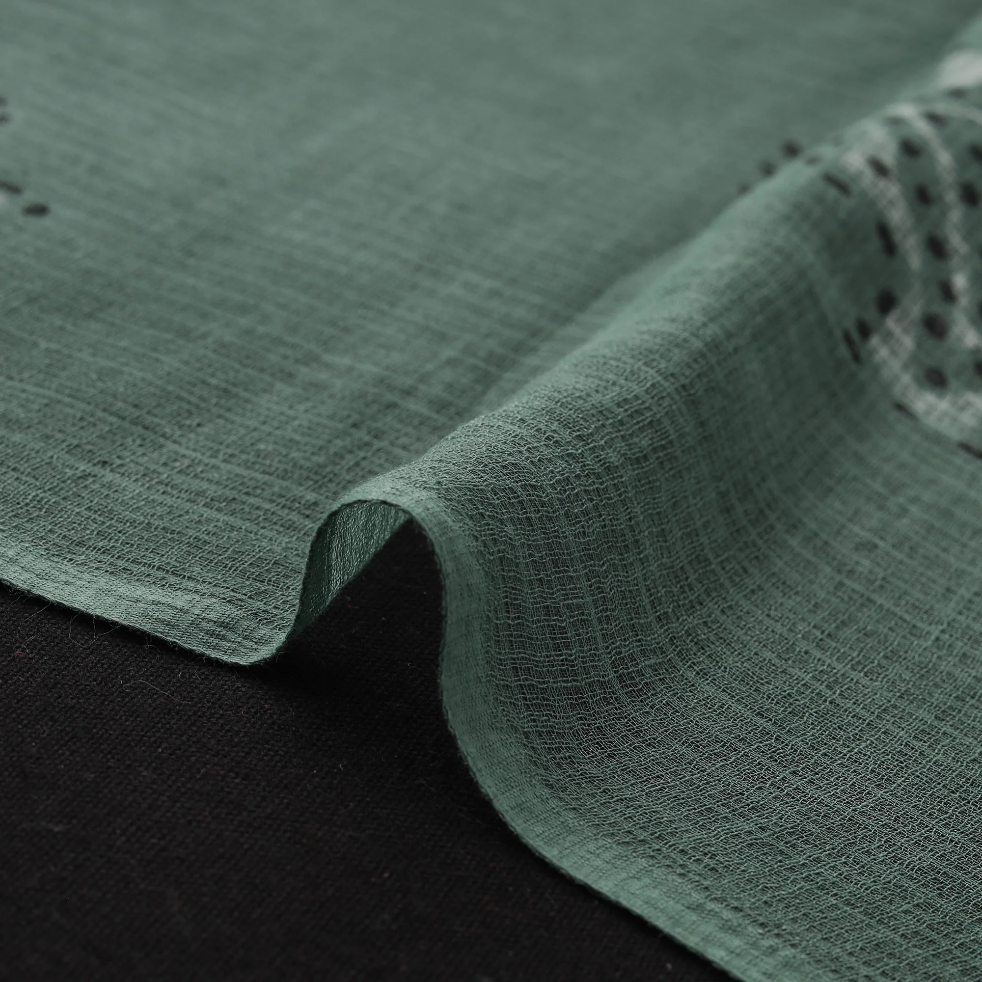 Green - Akola Hand Block Print Kota Doria Cotton Fabric 22 - Image 4