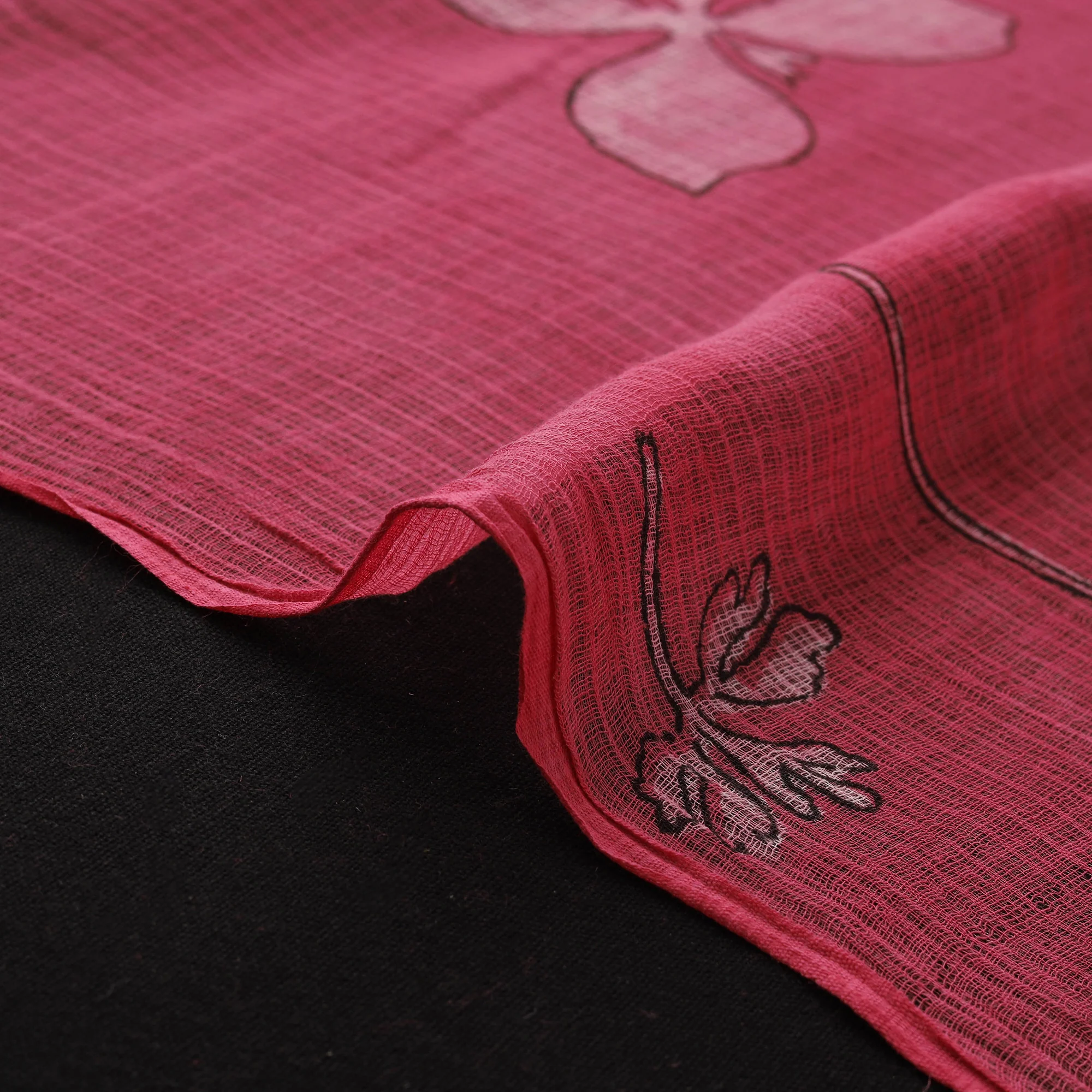 Pink - Akola Hand Block Print Kota Doria Cotton Fabric 25 - Image 4