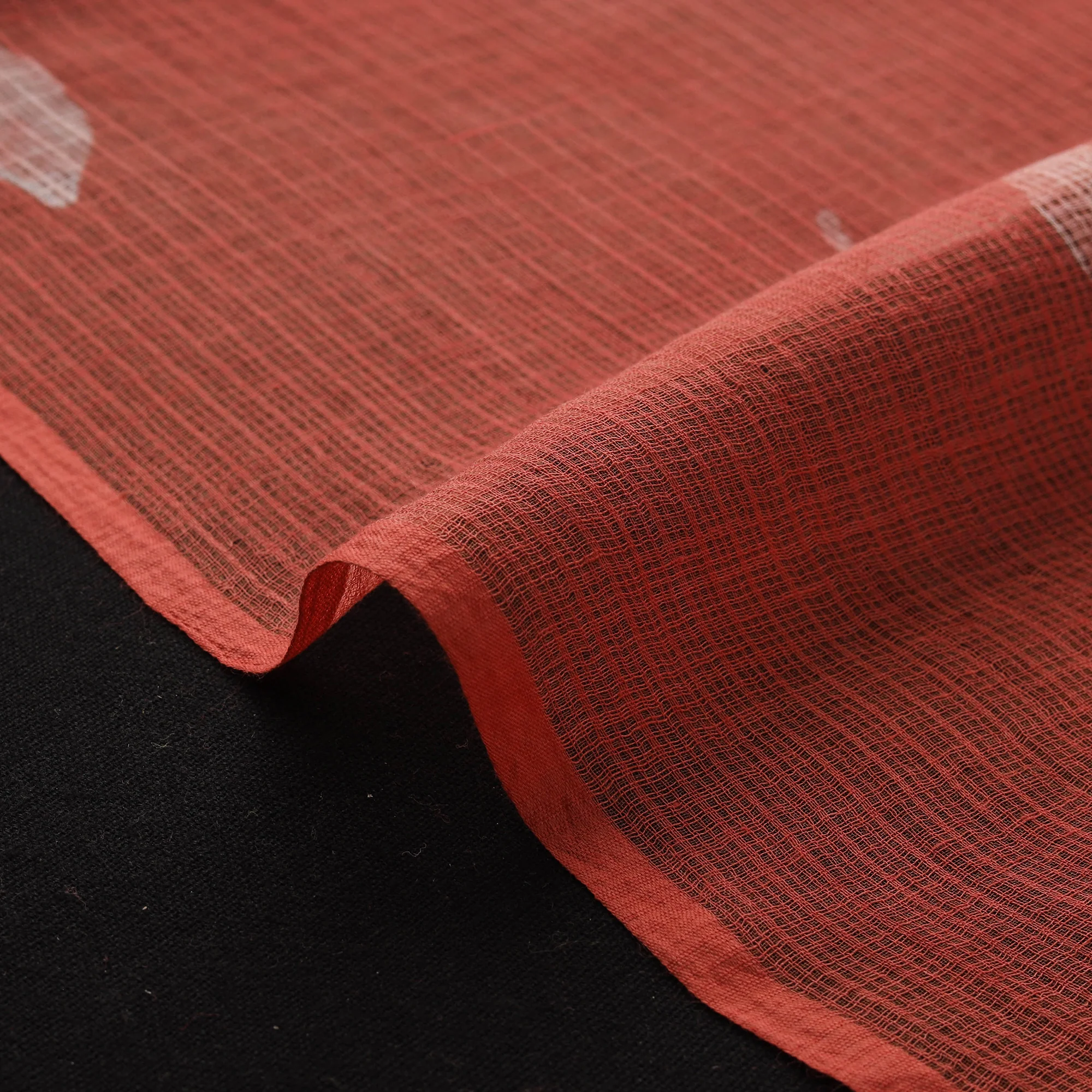 Red - Akola Hand Block Print Kota Doria Cotton Fabric 47 - Image 4