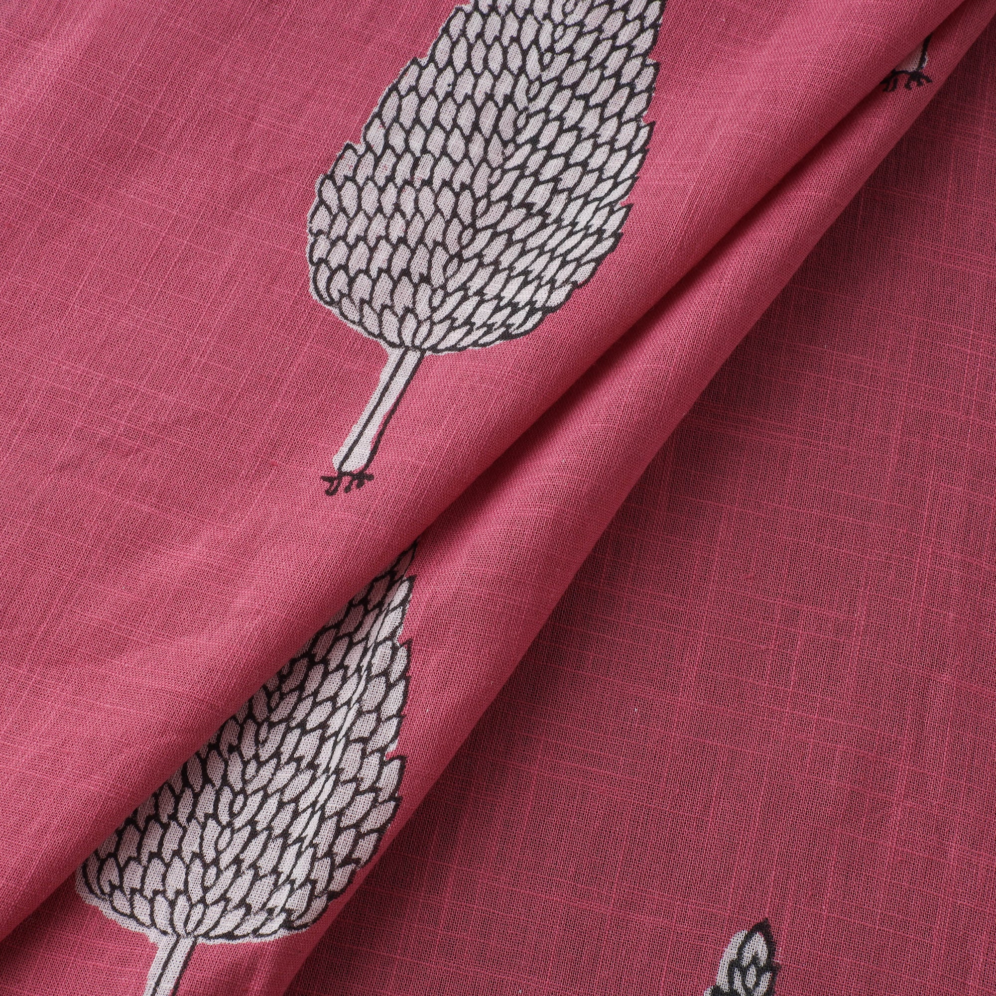 Pink - Akola Hand Block Print Slub Cotton Fabric 01 - Image 2