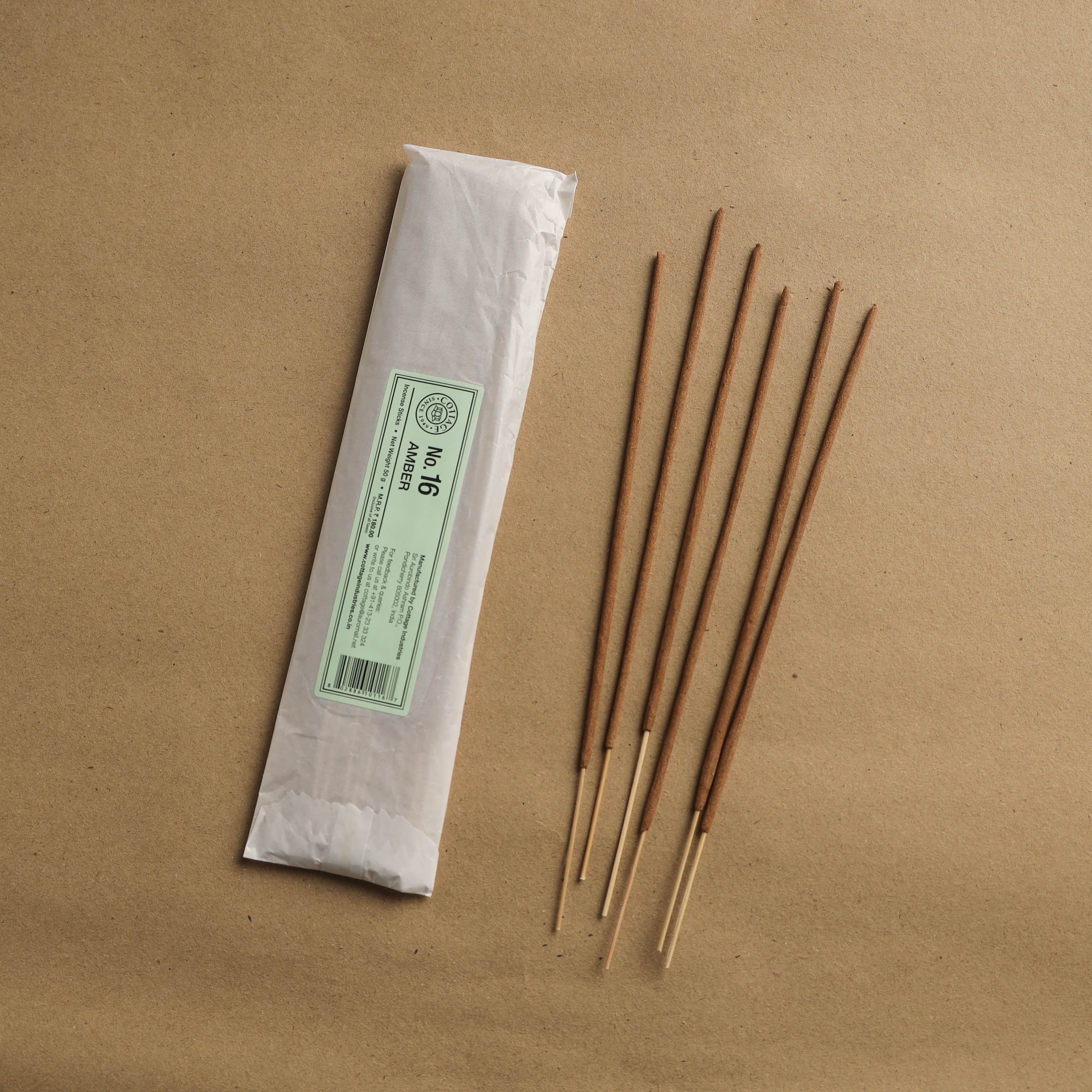 Amber - Sri Aurobindo Ashram Natural Incense Sticks (50 gm) 07