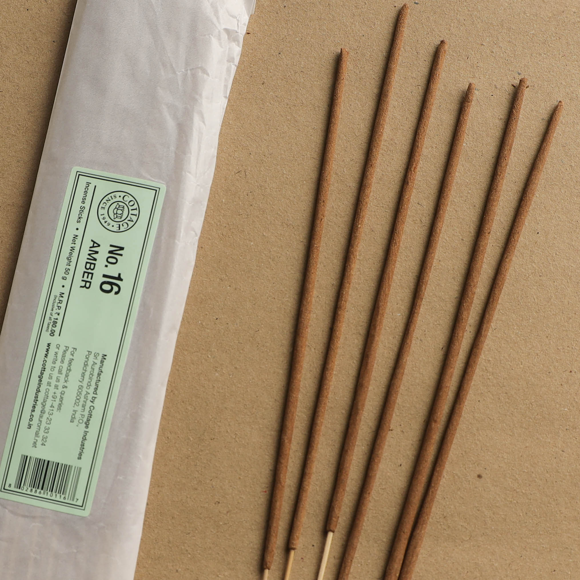 Amber - Sri Aurobindo Ashram Natural Incense Sticks (50 gm) 07 - Image 2