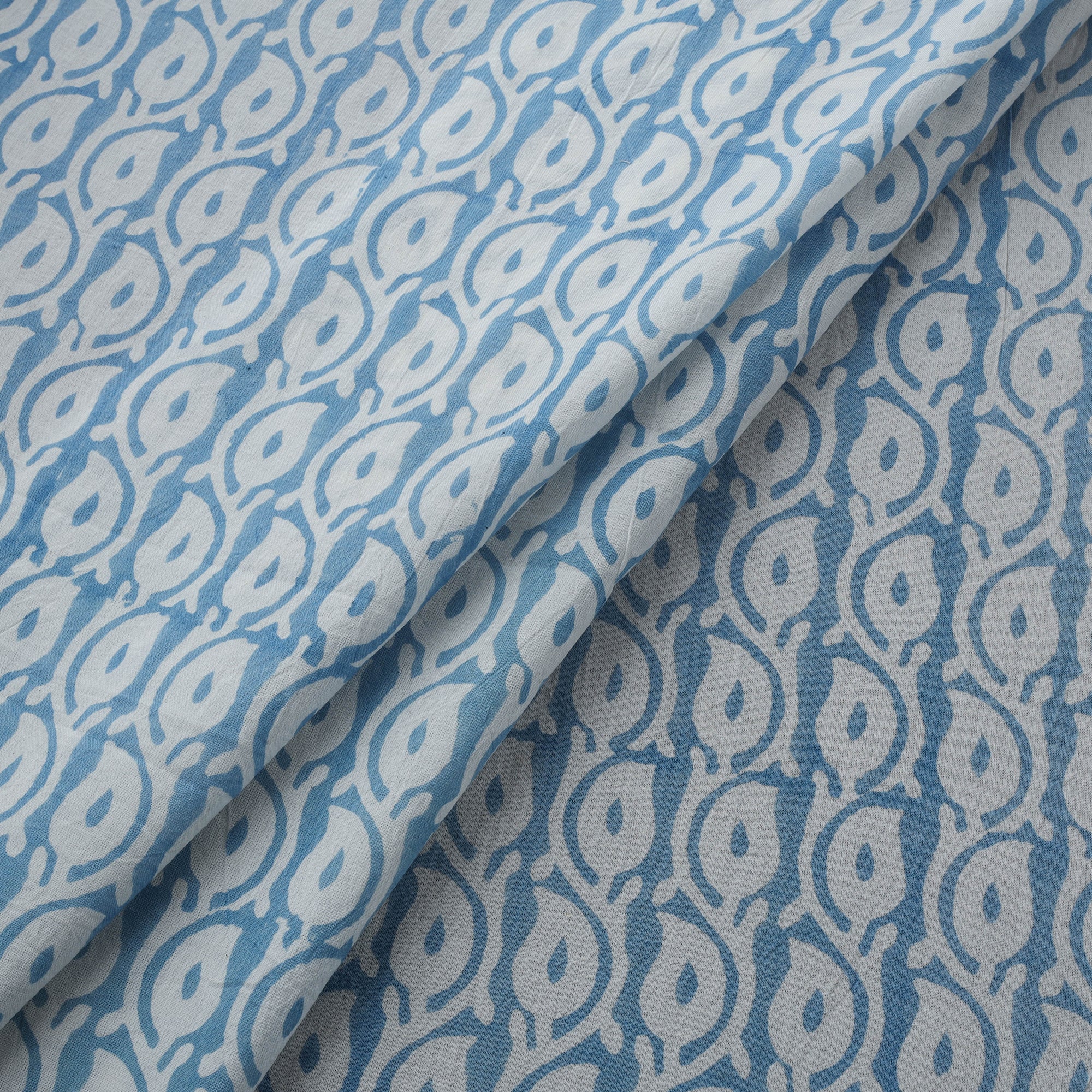 Blue - Bagh Hand Block Indigo Print Pure Mul Cotton Natural Dyed Fabric 02 - Image 2