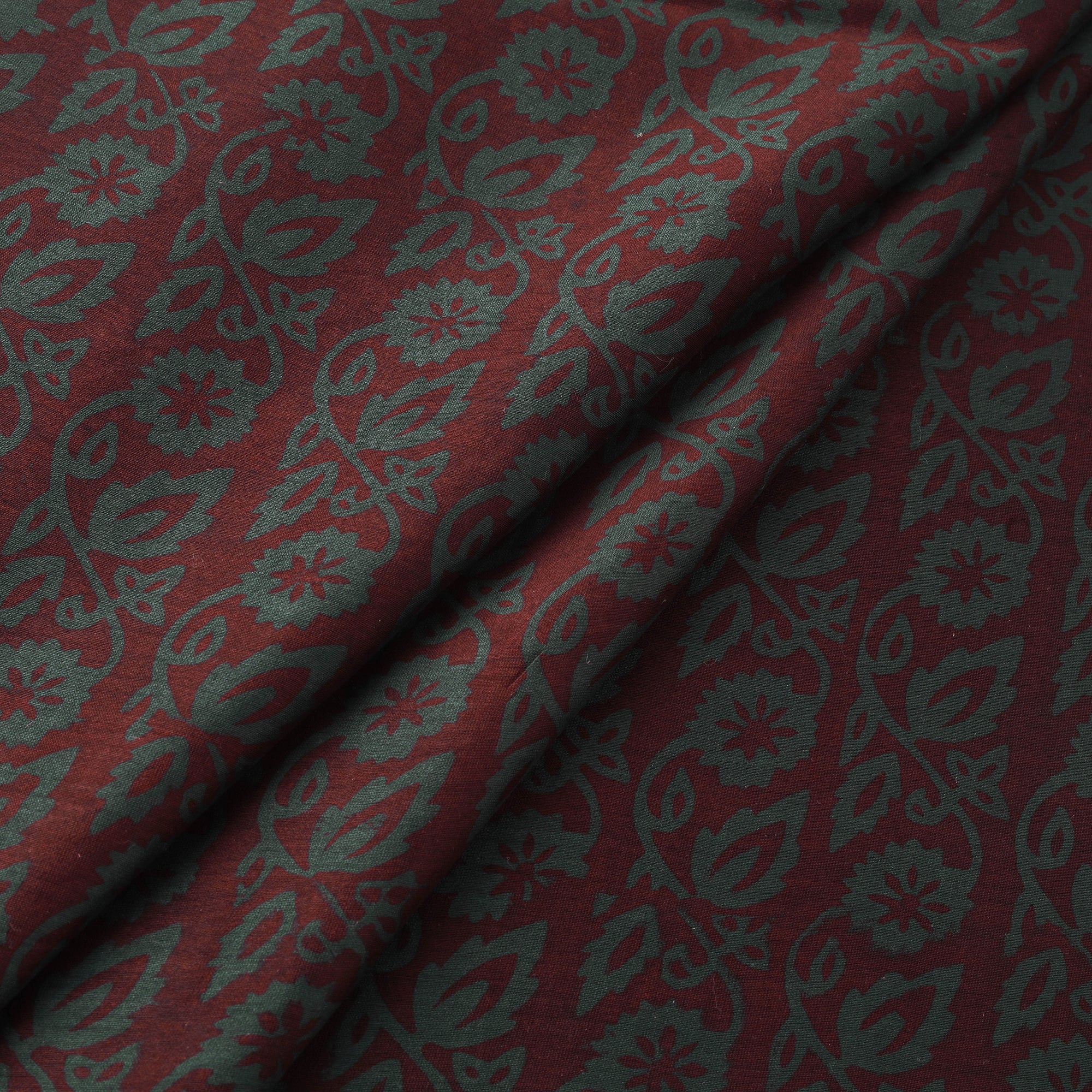 Maroon - Bagh Hand Block Print Chanderi Silk Natural Dyed Handloom Fabric 10 - Image 2