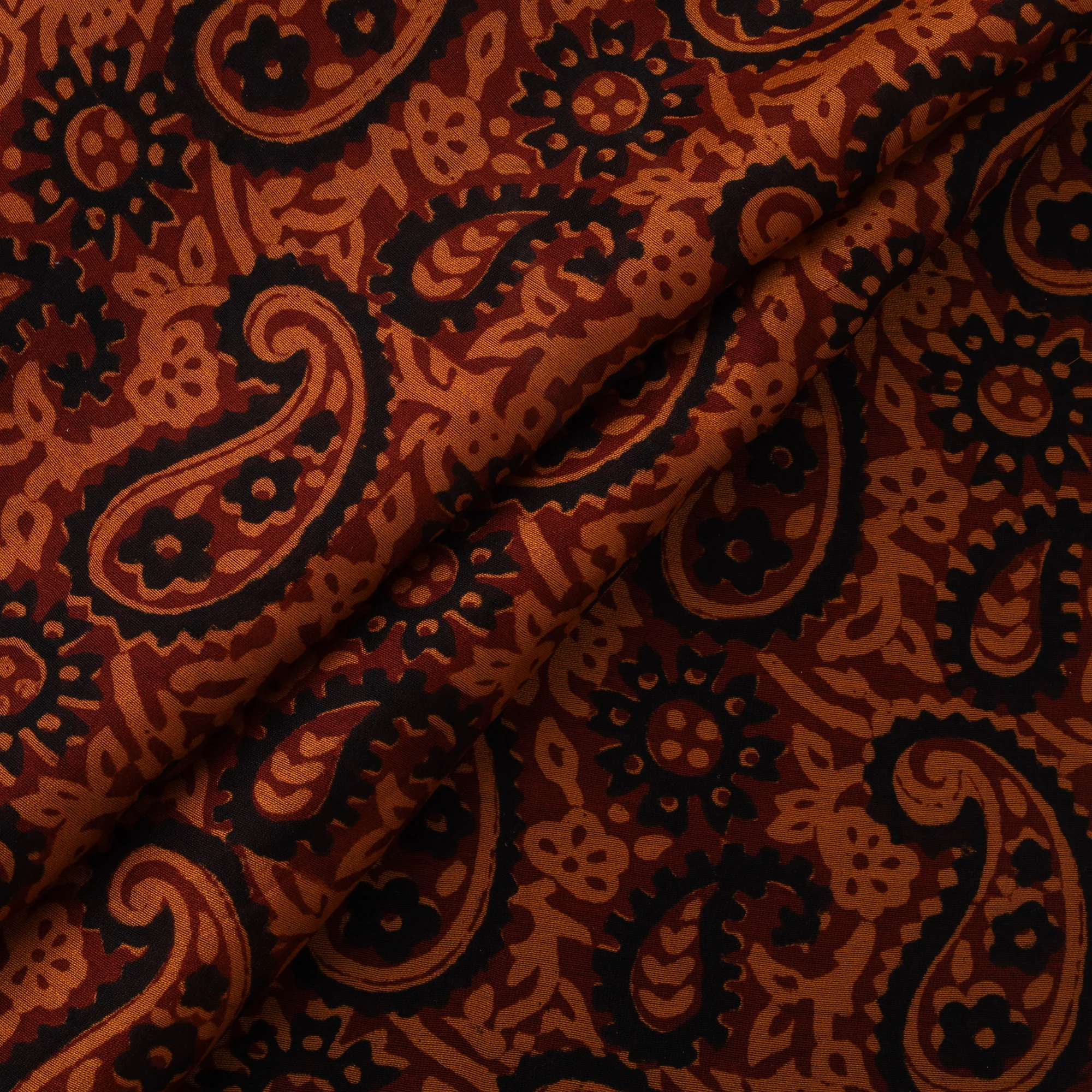 Orange - Bagh Hand Block Print Chanderi Silk Natural Dyed Handloom Fabric 13 - Image 2
