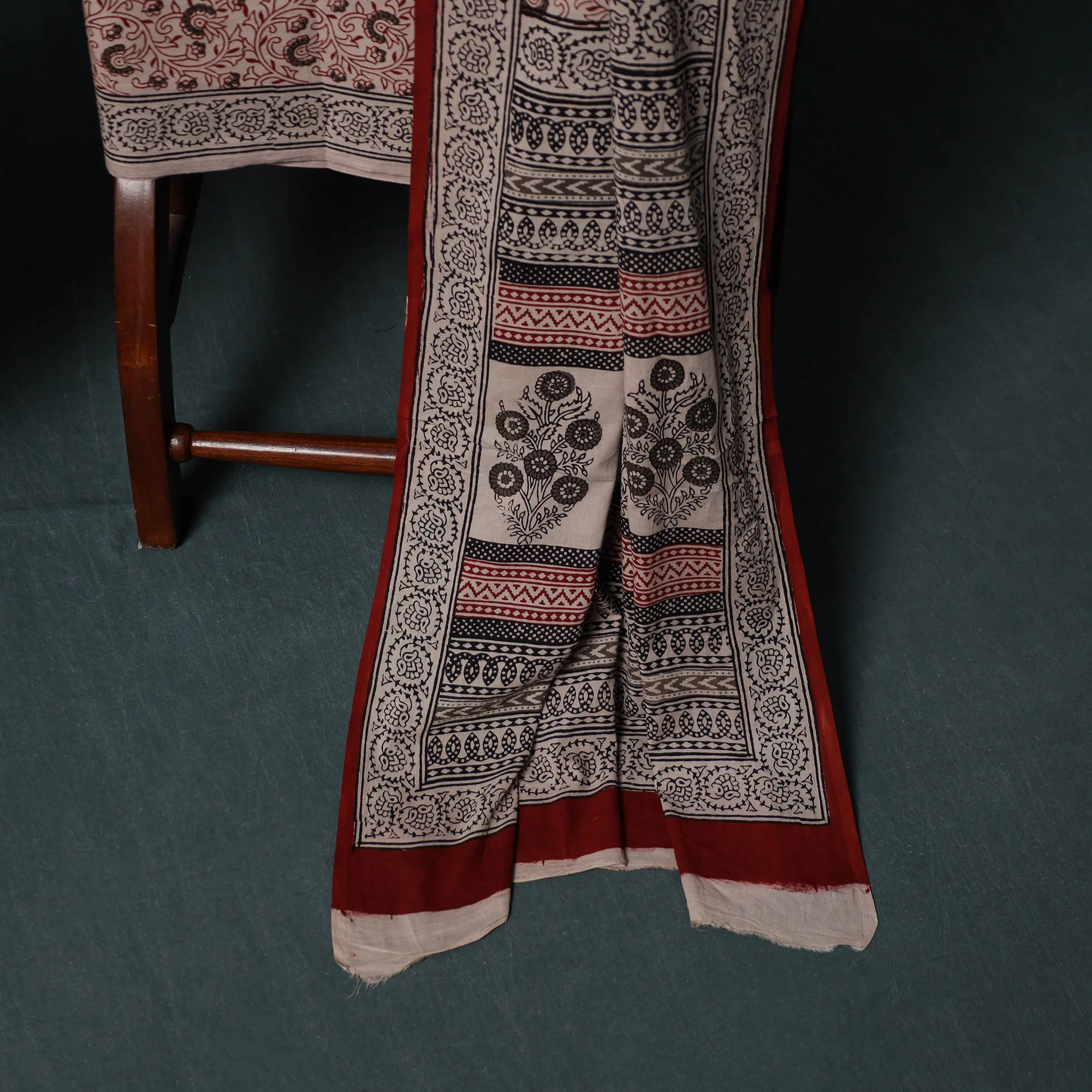 Bagh Hand Block Print Cotton 3pc Unstitched Dress Material Suit Set 12 - Image 4