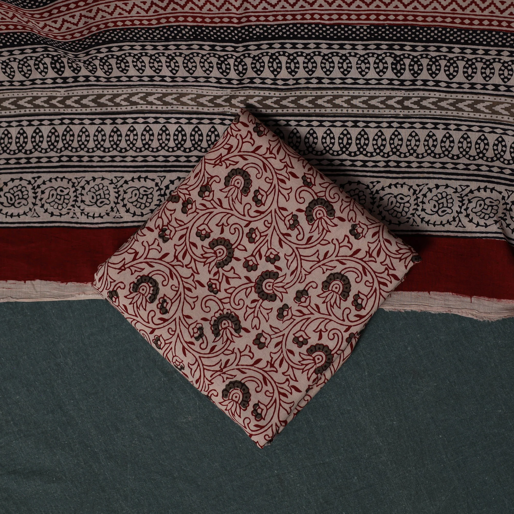 Bagh Hand Block Print Cotton 3pc Unstitched Dress Material Suit Set 12 - Image 5
