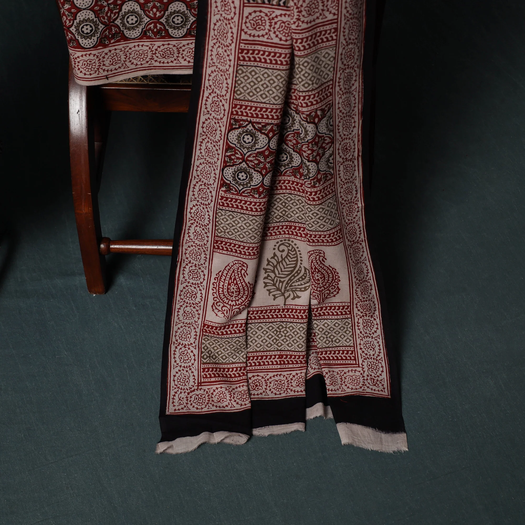 Bagh Hand Block Print Cotton 3pc Unstitched Dress Material Suit Set 17 - Image 4
