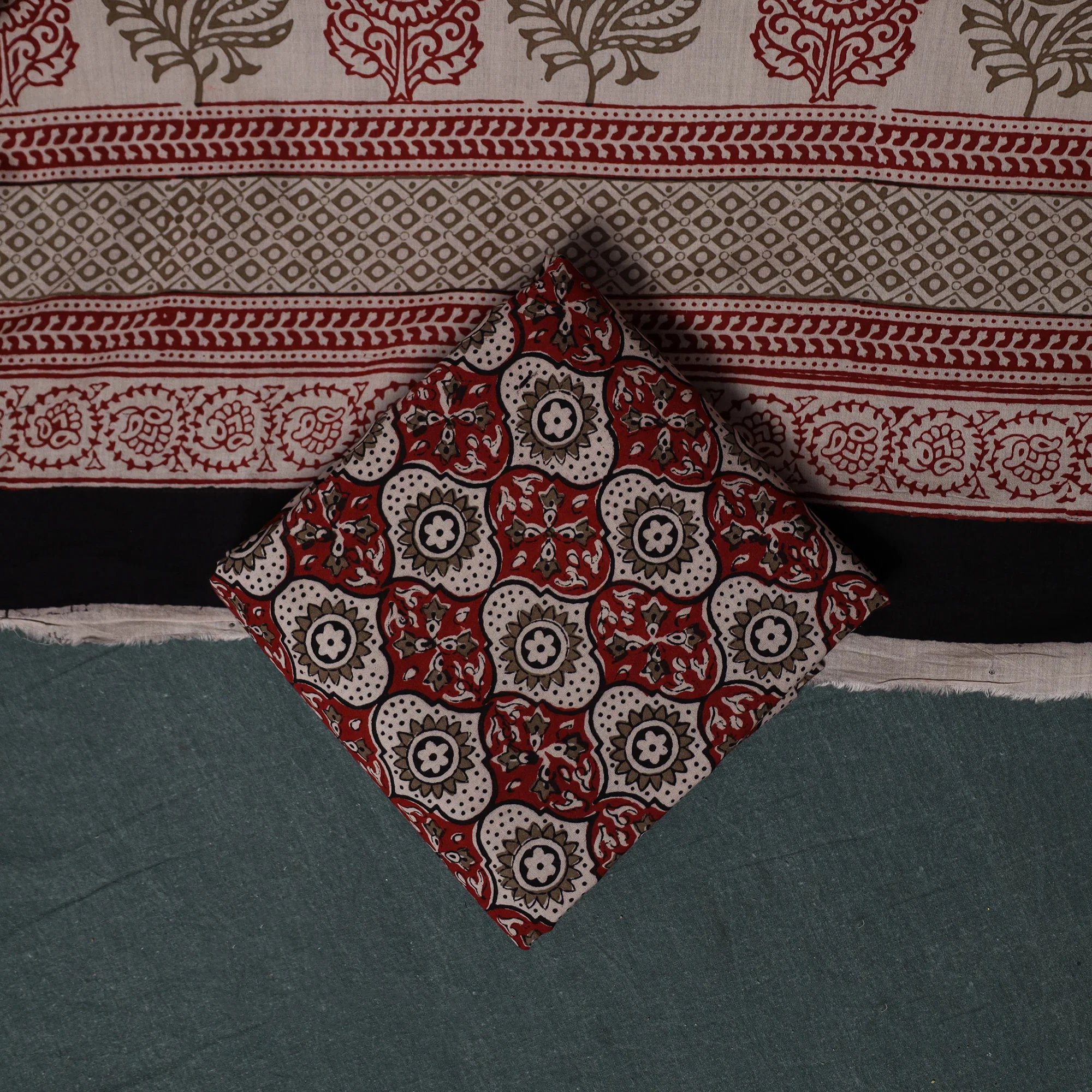 Bagh Hand Block Print Cotton 3pc Unstitched Dress Material Suit Set 17 - Image 5