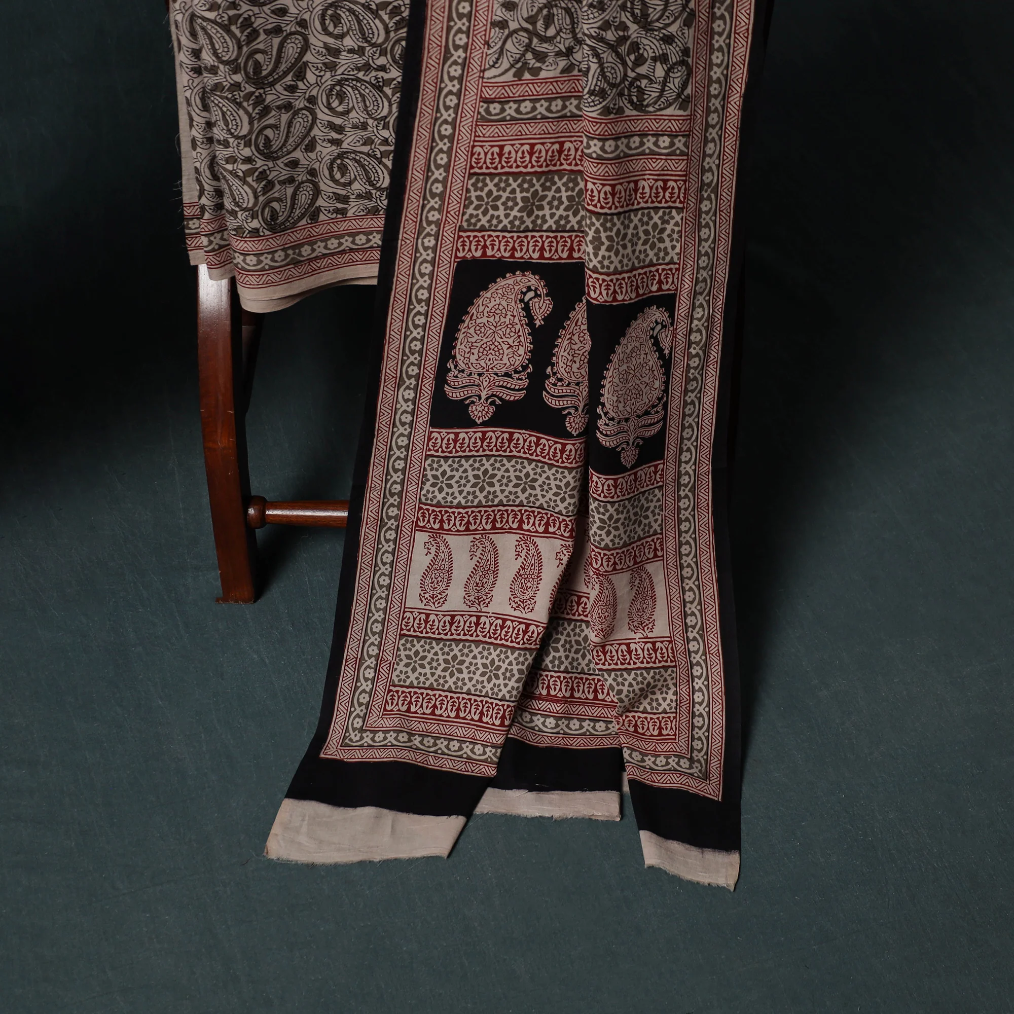 Bagh Hand Block Print Cotton 3pc Unstitched Dress Material Suit Set 18 - Image 4