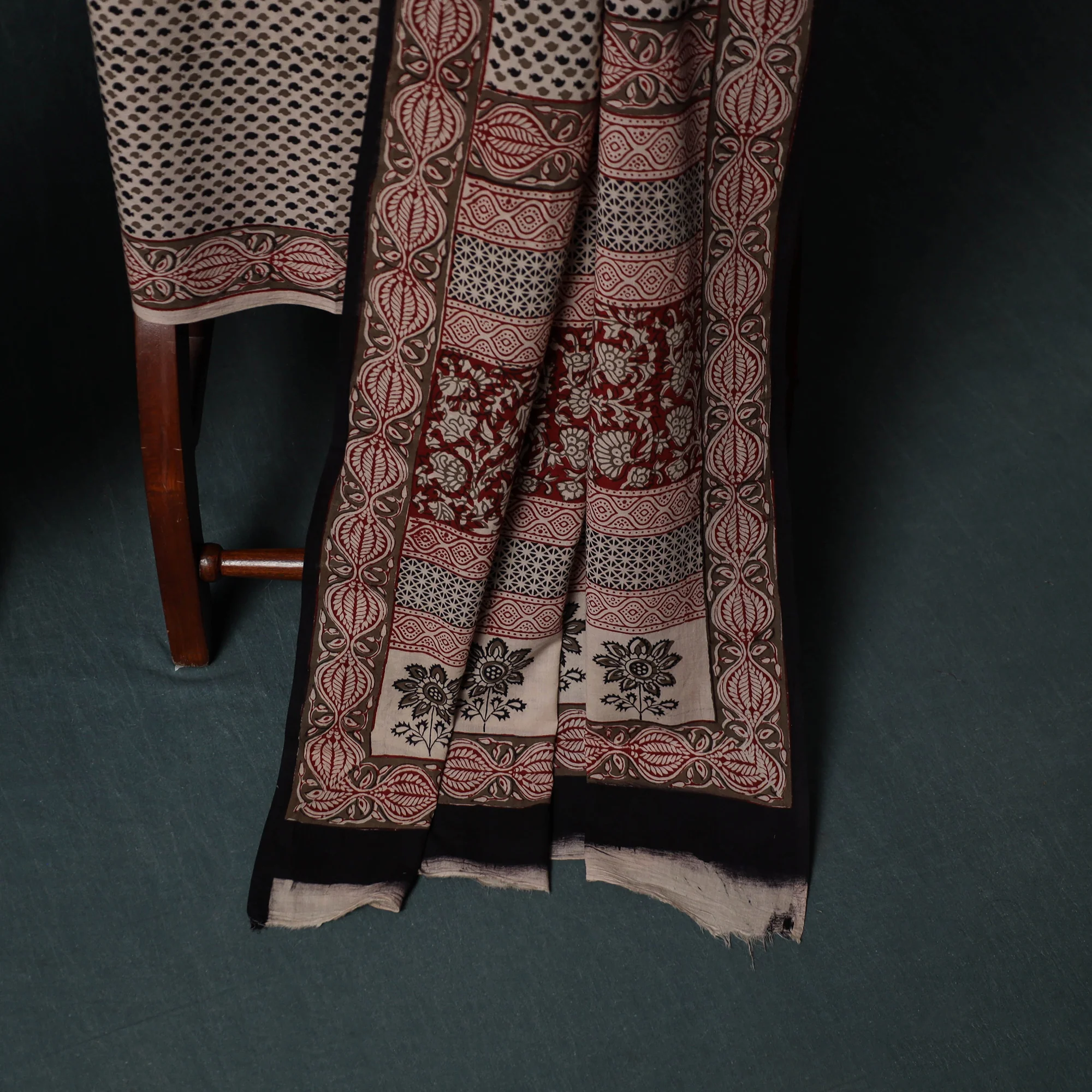 Bagh Hand Block Print Cotton 3pc Unstitched Dress Material Suit Set 22 - Image 4