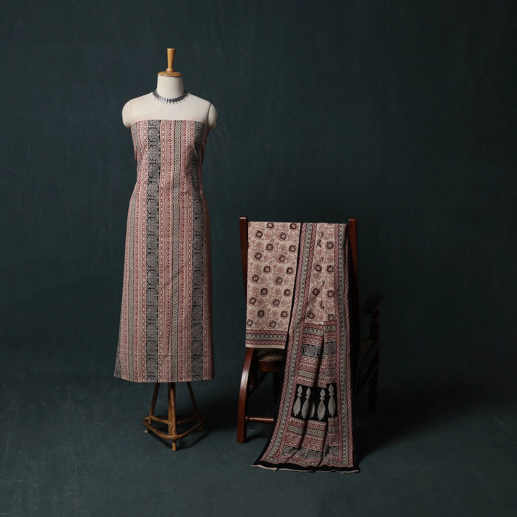 Bagh Hand Block Print Cotton 3pc Unstitched Dress Material Suit Set 24 - Image 2