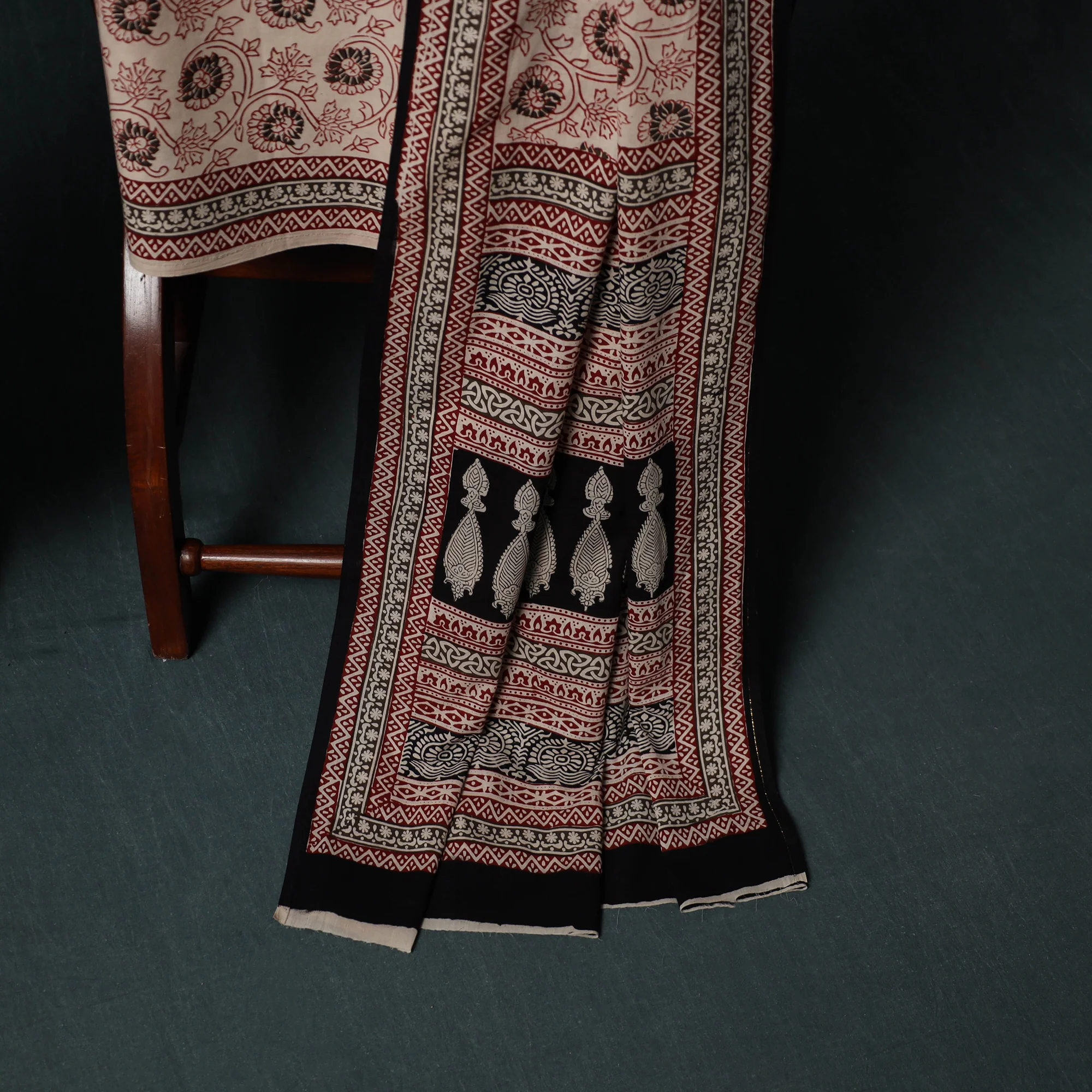 Bagh Hand Block Print Cotton 3pc Unstitched Dress Material Suit Set 24 - Image 4