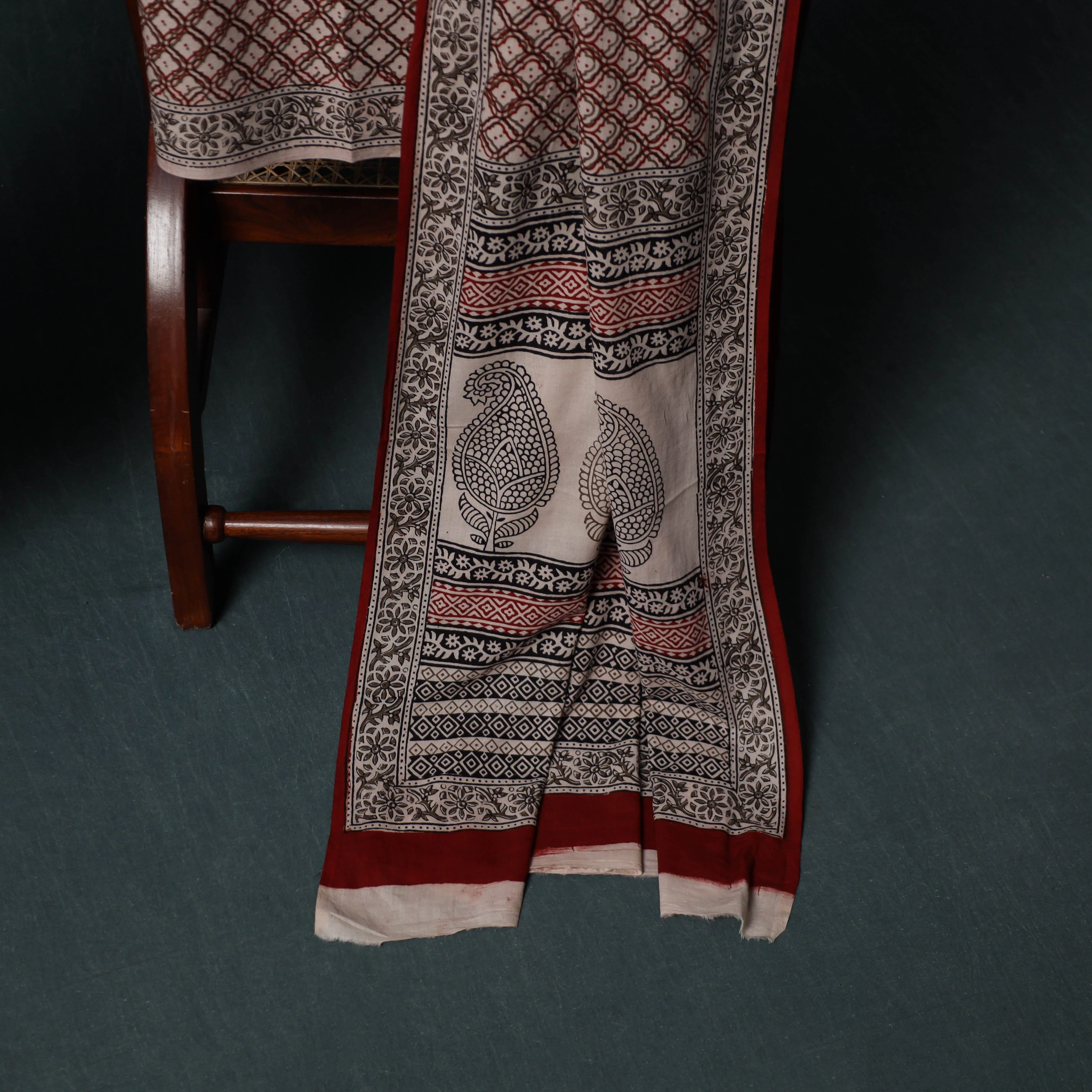 Bagh Hand Block Print Cotton 3pc Unstitched Dress Material Suit Set 25 - Image 4