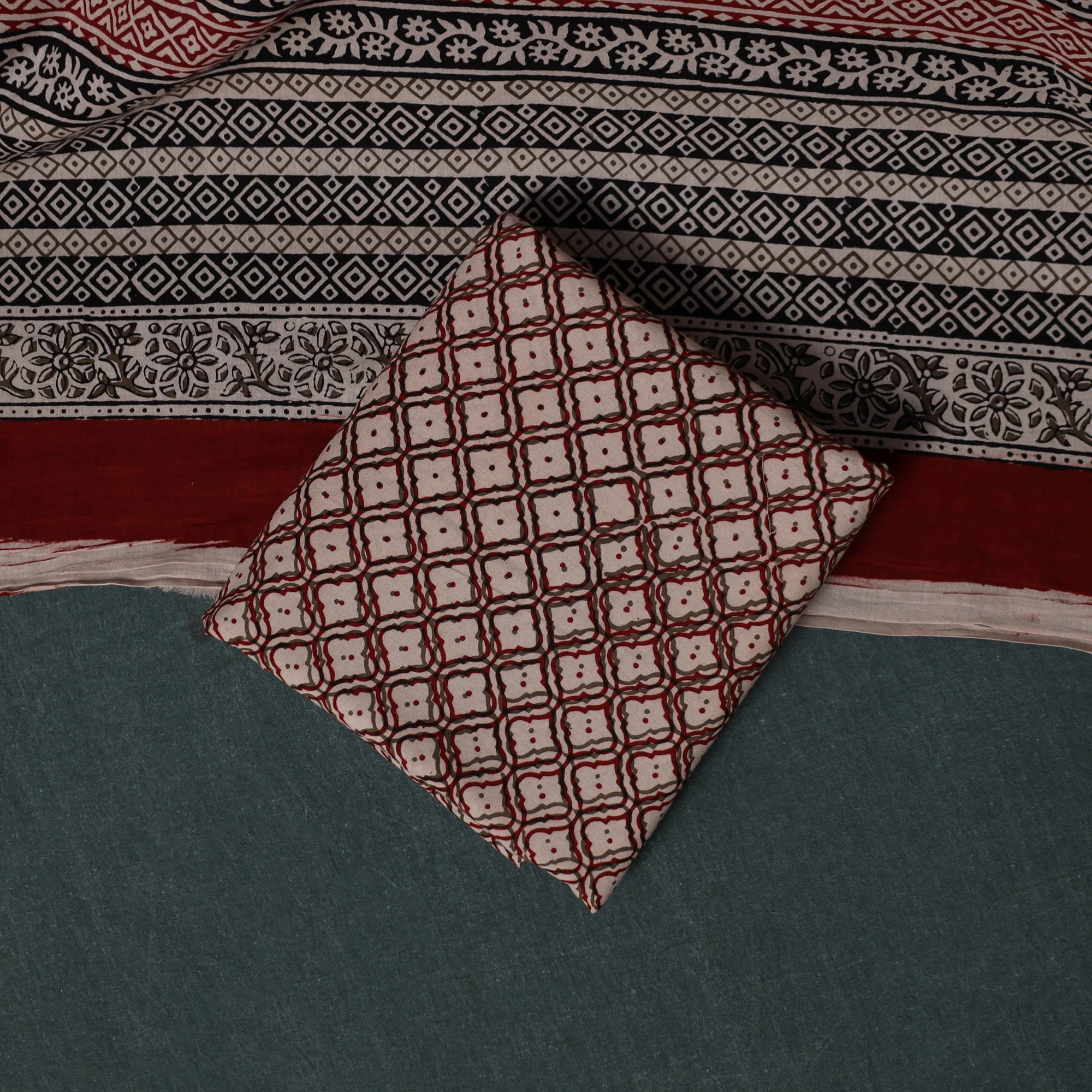 Bagh Hand Block Print Cotton 3pc Unstitched Dress Material Suit Set 25 - Image 5