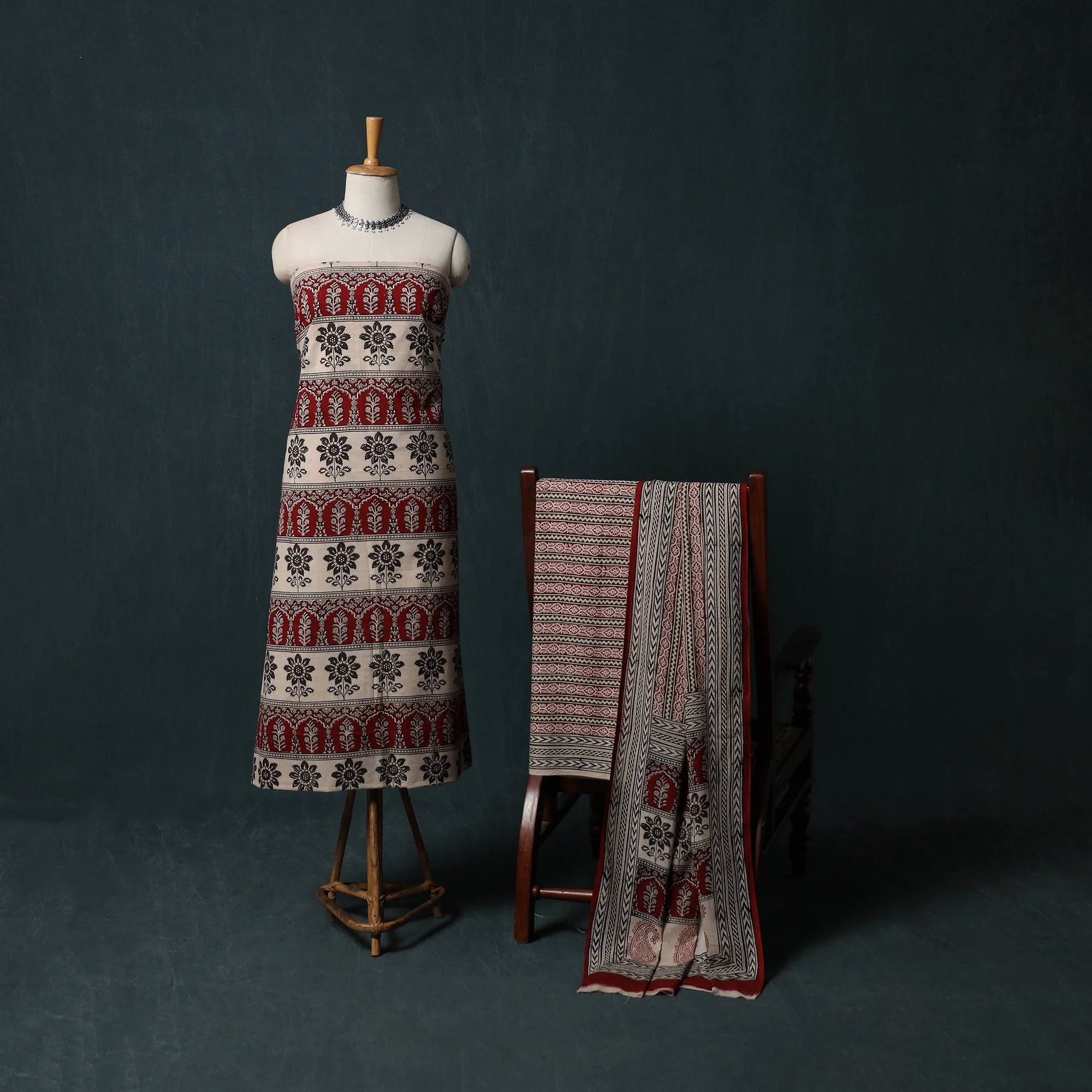 Bagh Hand Block Print Cotton 3pc Unstitched Dress Material Suit Set 34 - Image 2