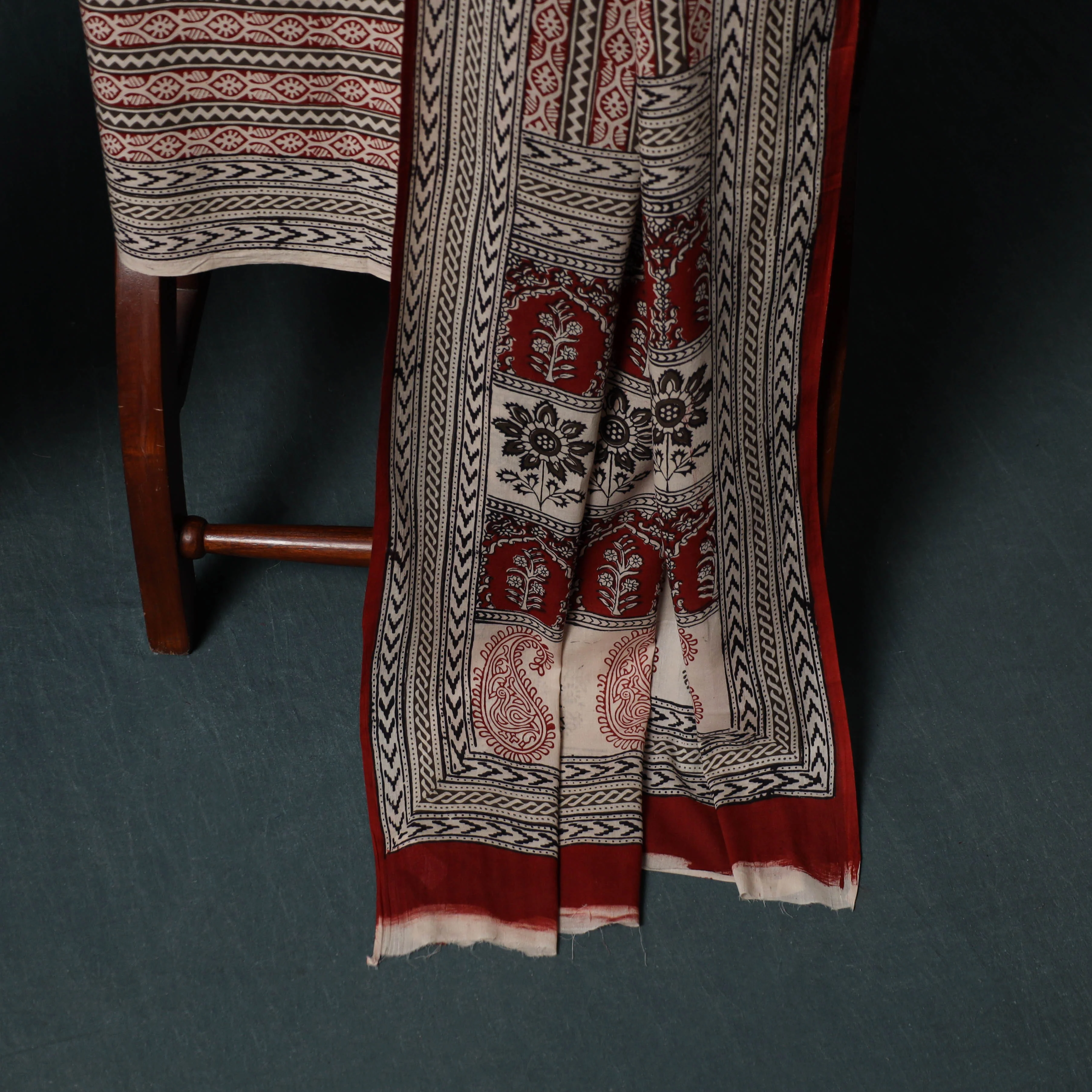 Bagh Hand Block Print Cotton 3pc Unstitched Dress Material Suit Set 34 - Image 4