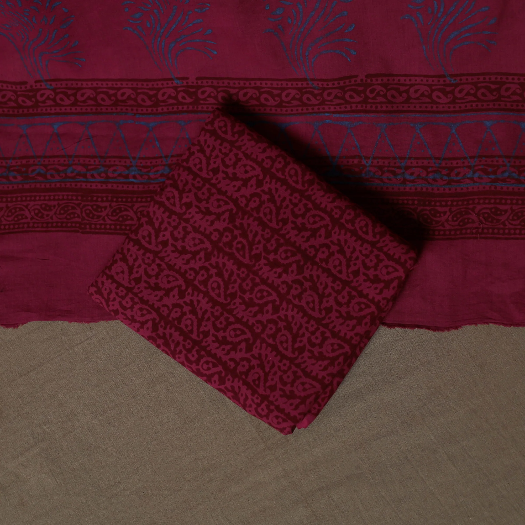 Pink - Bagh Hand Block Print Cotton 3pc Unstitched Dress Material Suit Set 36 - Image 5