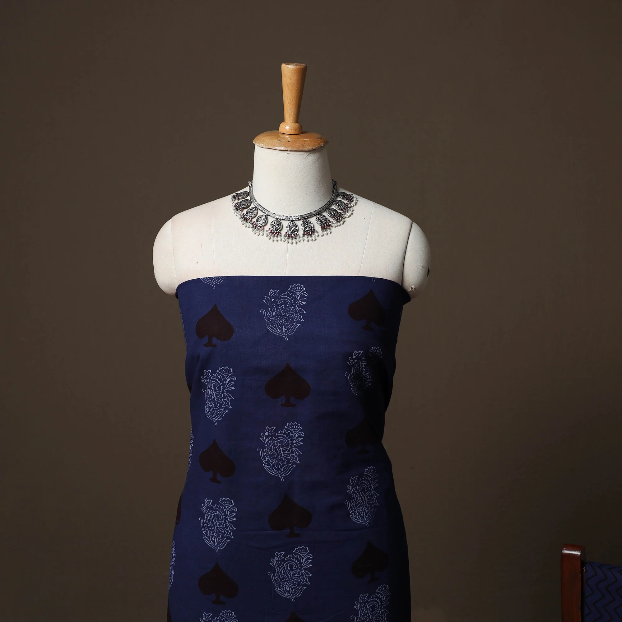 Blue - Bagh Hand Block Print Cotton 3pc Unstitched Dress Material Suit Set 37 - Image 3