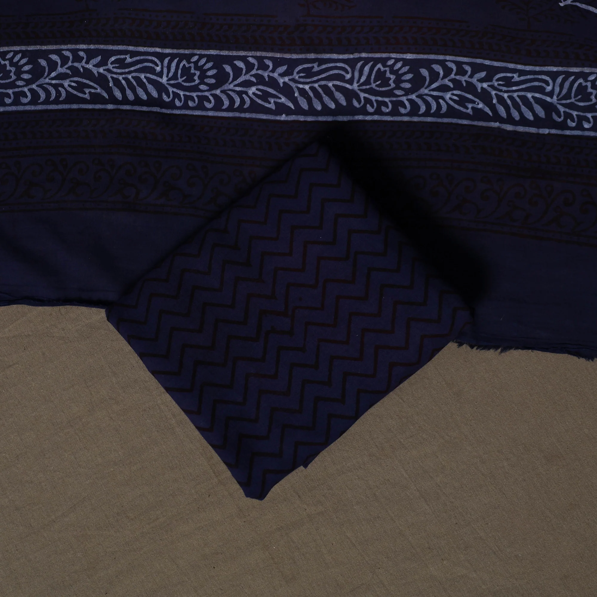 Blue - Bagh Hand Block Print Cotton 3pc Unstitched Dress Material Suit Set 37 - Image 5