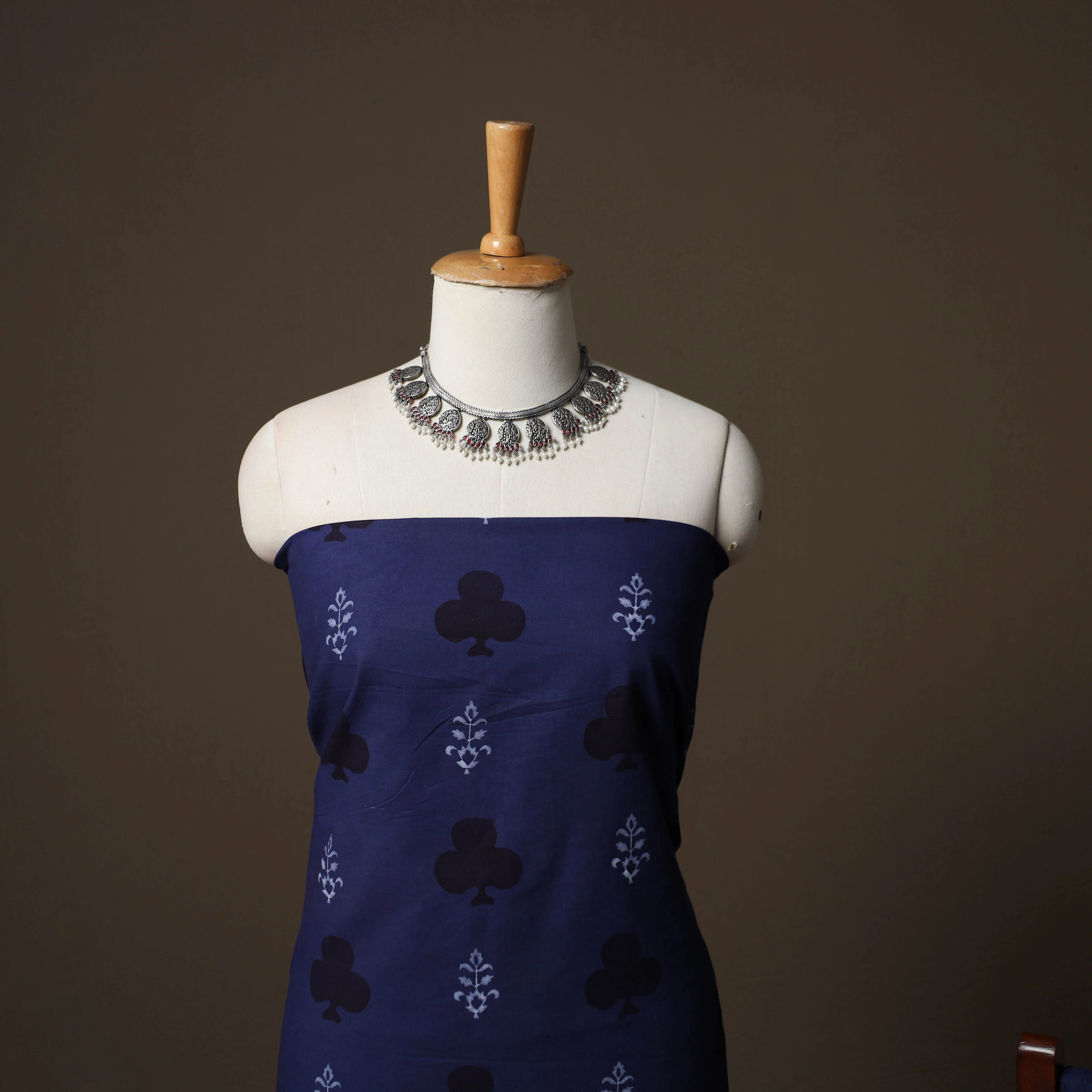 Blue - Bagh Hand Block Print Cotton 3pc Unstitched Dress Material Suit Set 38 - Image 3