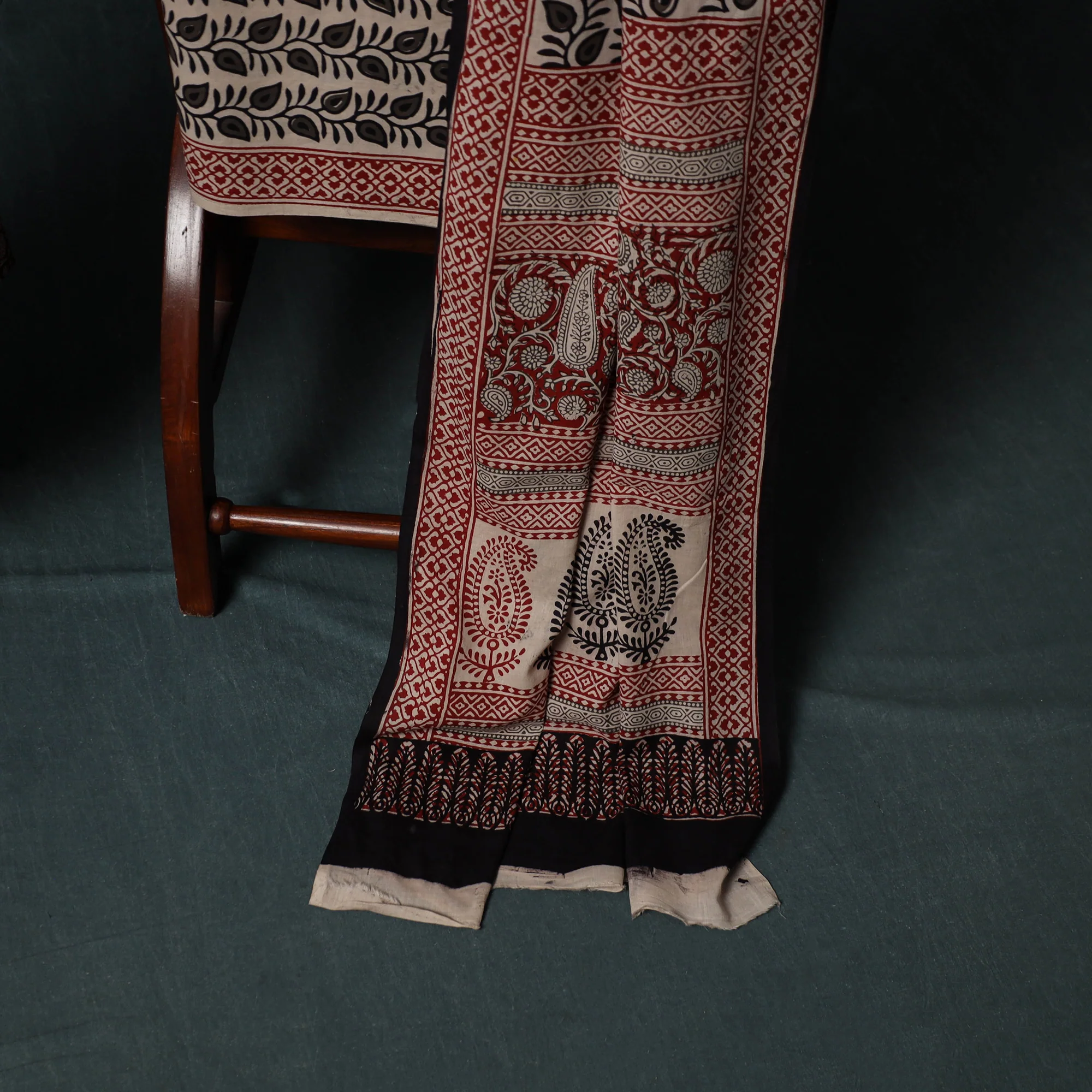 Bagh Hand Block Print Cotton 3pc Unstitched Dress Material Suit Set 42 - Image 4