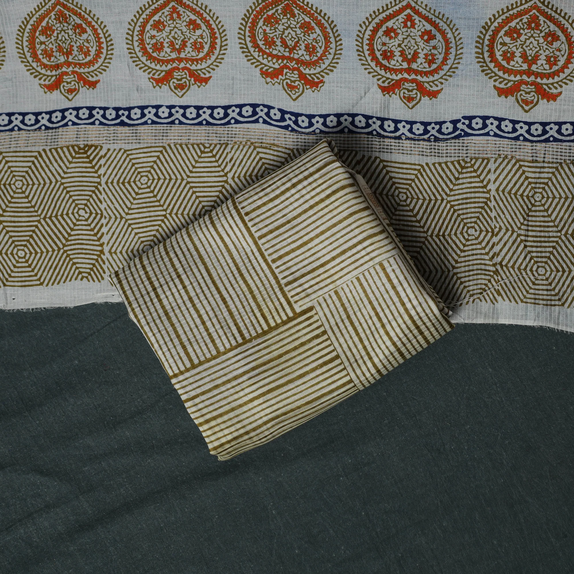 Bagh Hand Block Print Maheshwari Silk 3pc Unstitched Dress Material Suit Set 54 - Image 5
