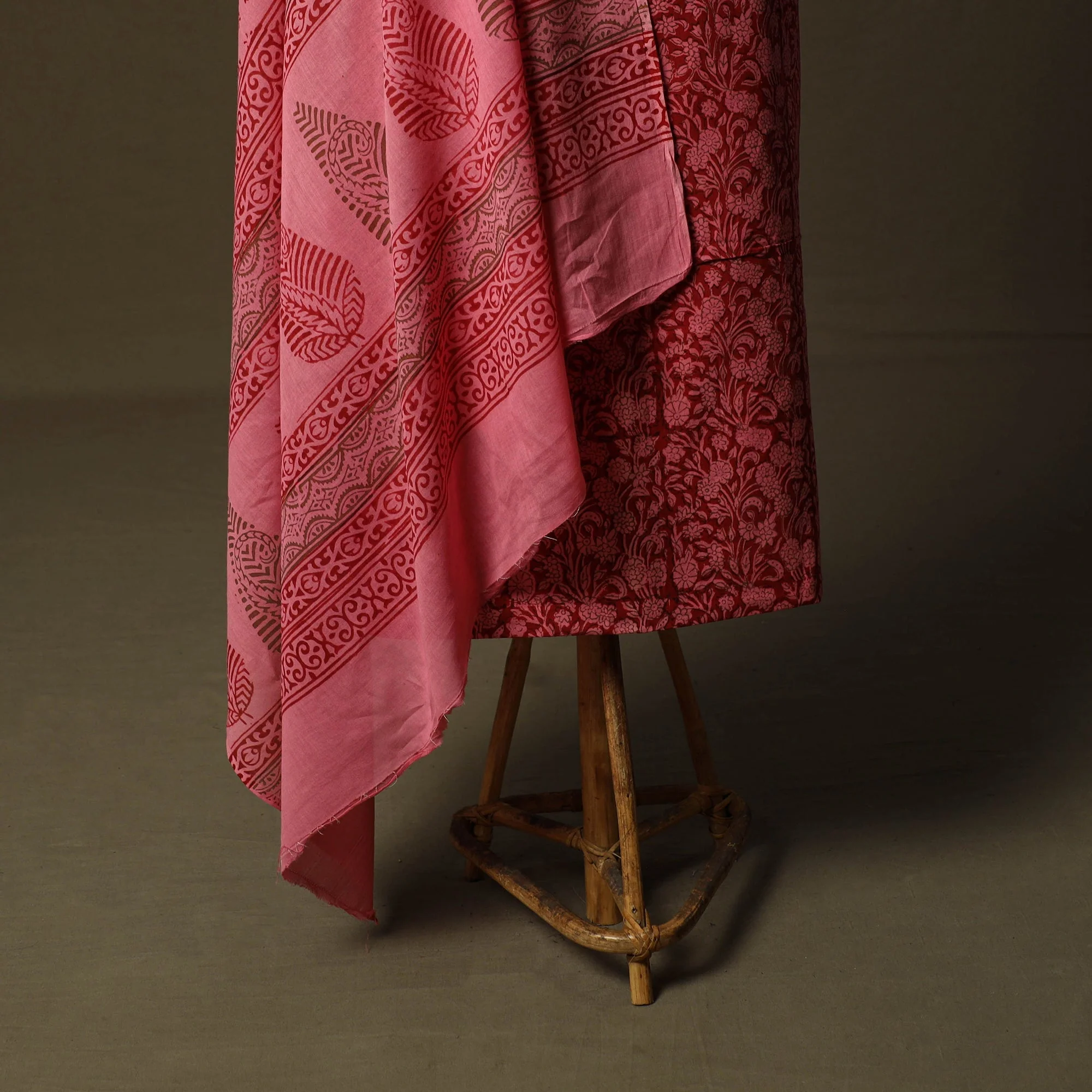 Pink - Bagh Hand Block Print Natural Dyed Cotton 3pc Unstitched Dress Material 06 - Image 4