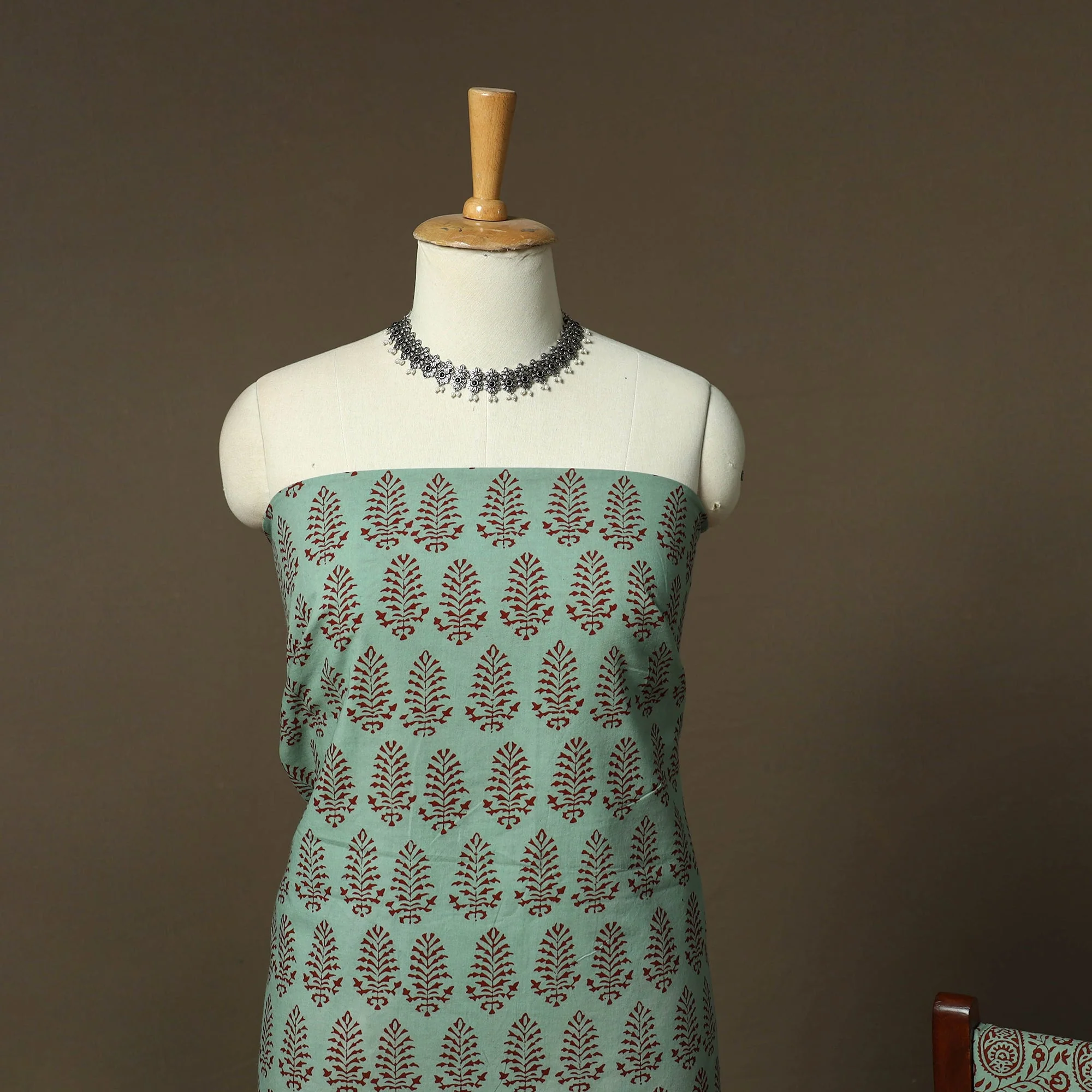 Bagh Hand Block Print Natural Dyed Cotton 3pc Unstitched Dress Material Suit Set 02 - Image 3