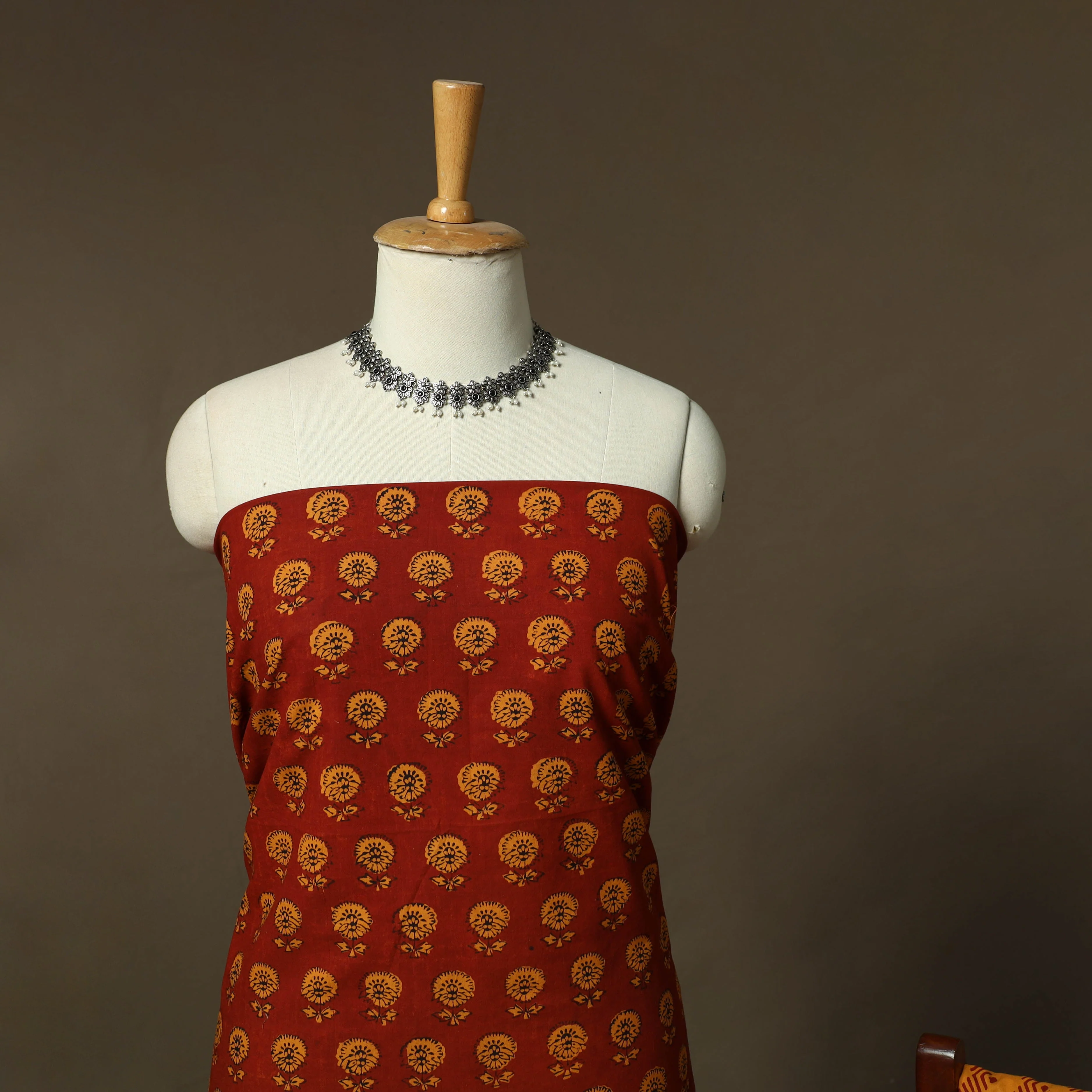 Bagh Hand Block Print Natural Dyed Cotton 3pc Unstitched Dress Material Suit Set 05 - Image 3