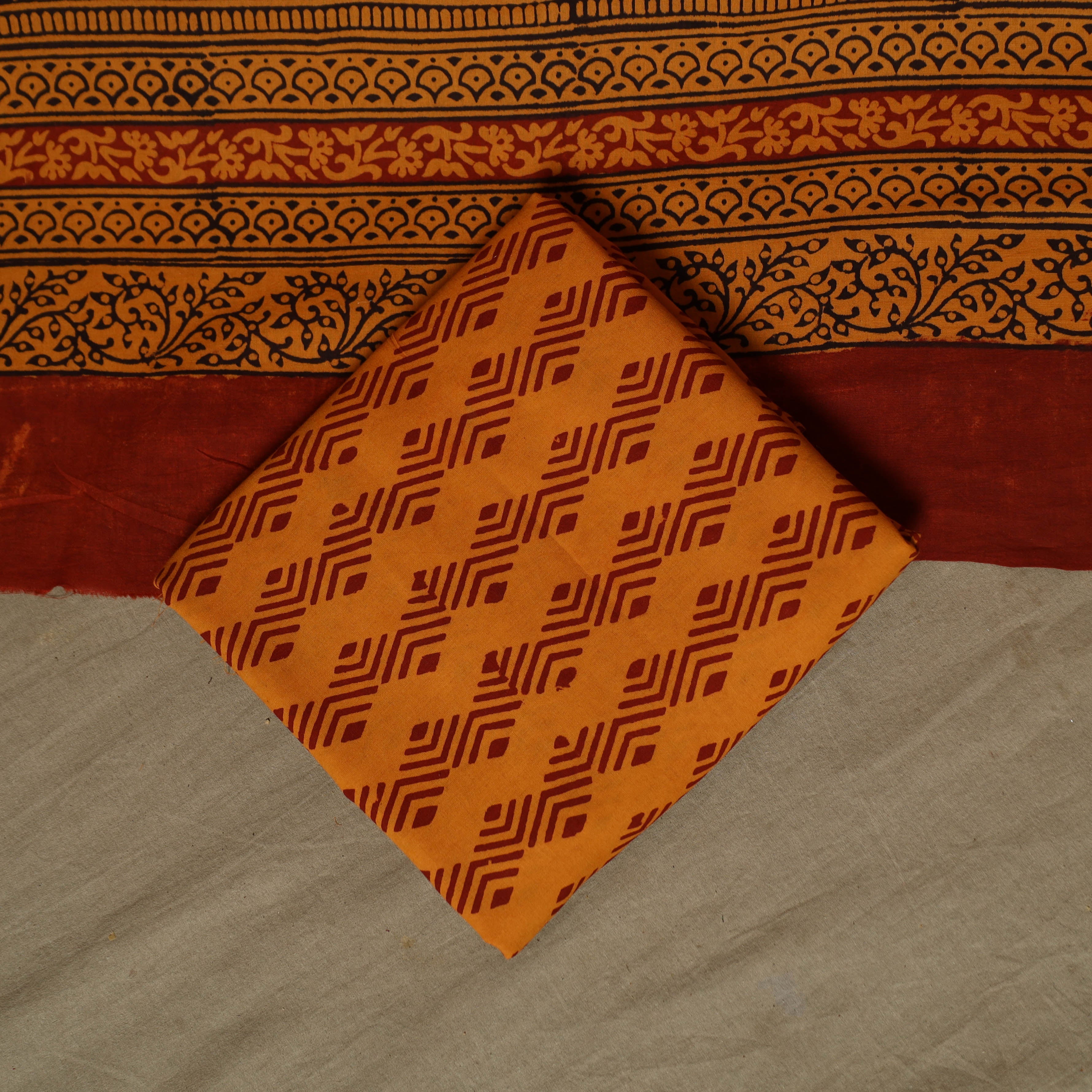 Bagh Hand Block Print Natural Dyed Cotton 3pc Unstitched Dress Material Suit Set 05 - Image 5