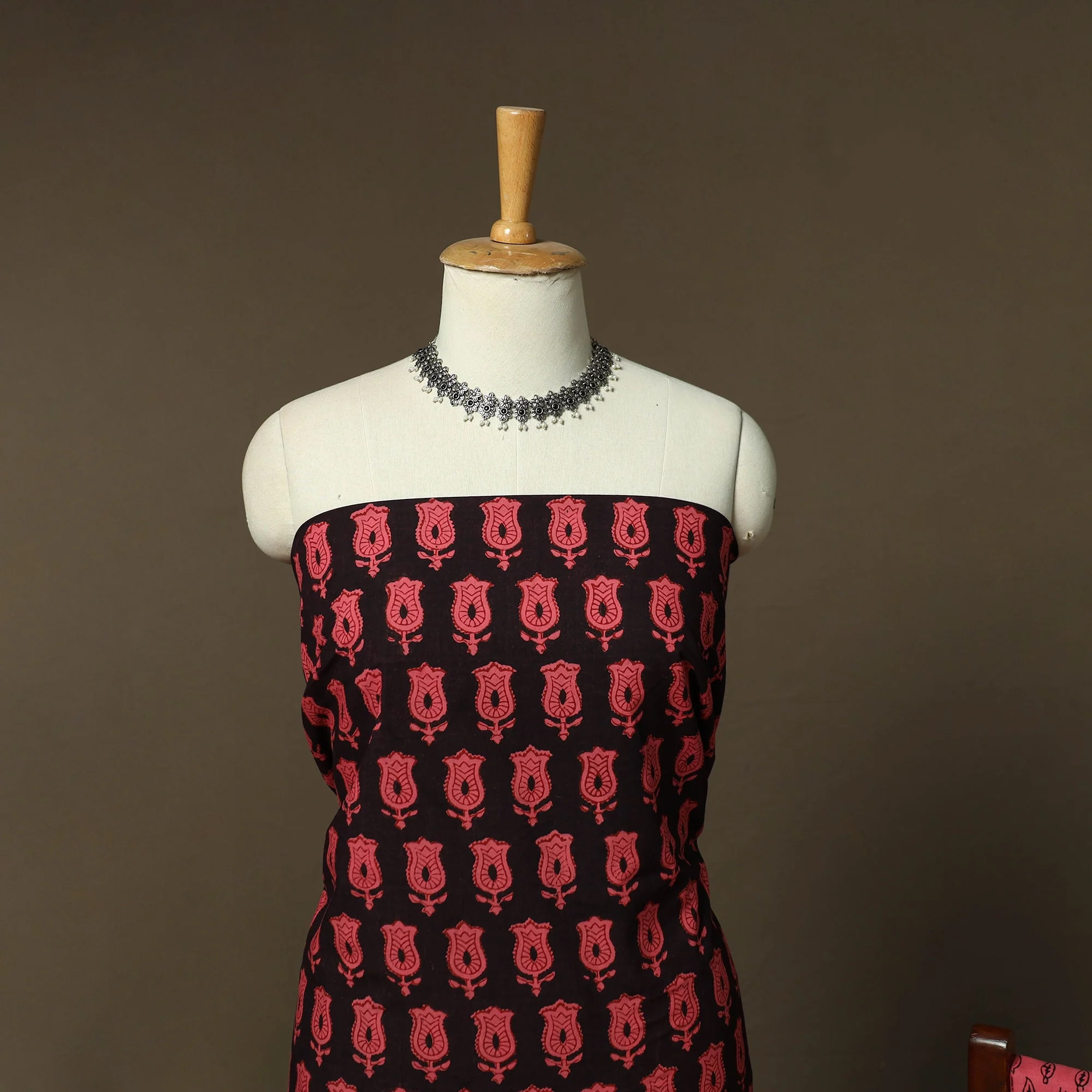 Bagh Hand Block Print Natural Dyed Cotton 3pc Unstitched Dress Material Suit Set 08 - Image 3