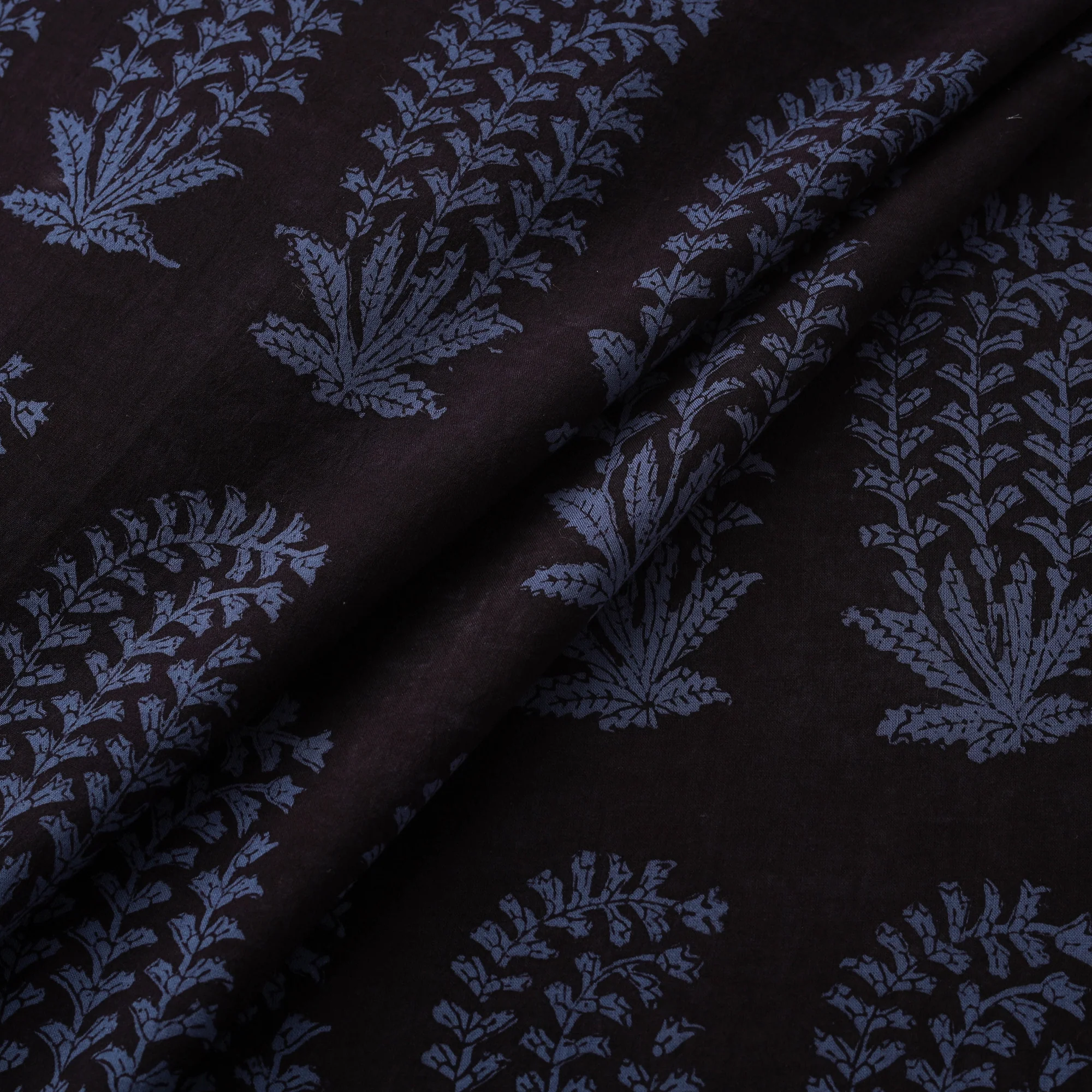 Black - Bagh Hand Block Print Natural Dyed Cotton Fabric 01 - Image 2