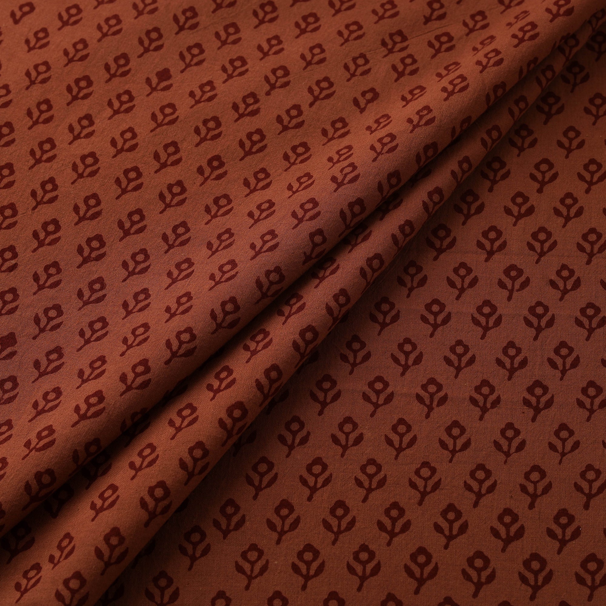 Brown - Bagh Hand Block Print Natural Dyed Cotton Fabric 04 - Image 2