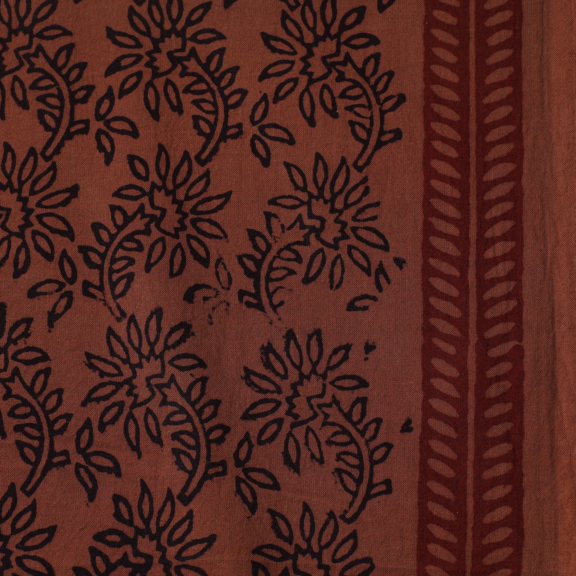 Brown - Bagh Hand Block Print Natural Dyed Cotton Fabric 05 - Image 4
