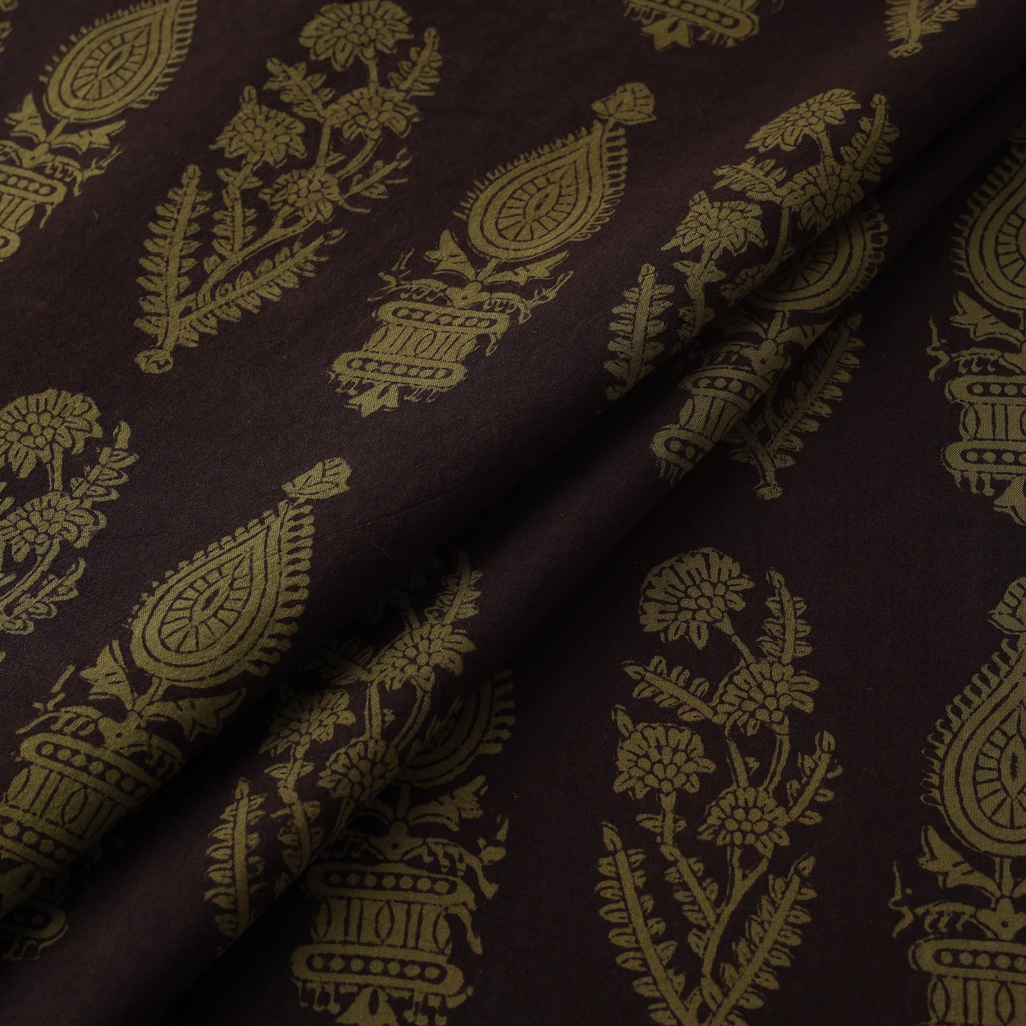 Brown - Bagh Hand Block Print Natural Dyed Cotton Fabric 05 - Image 2