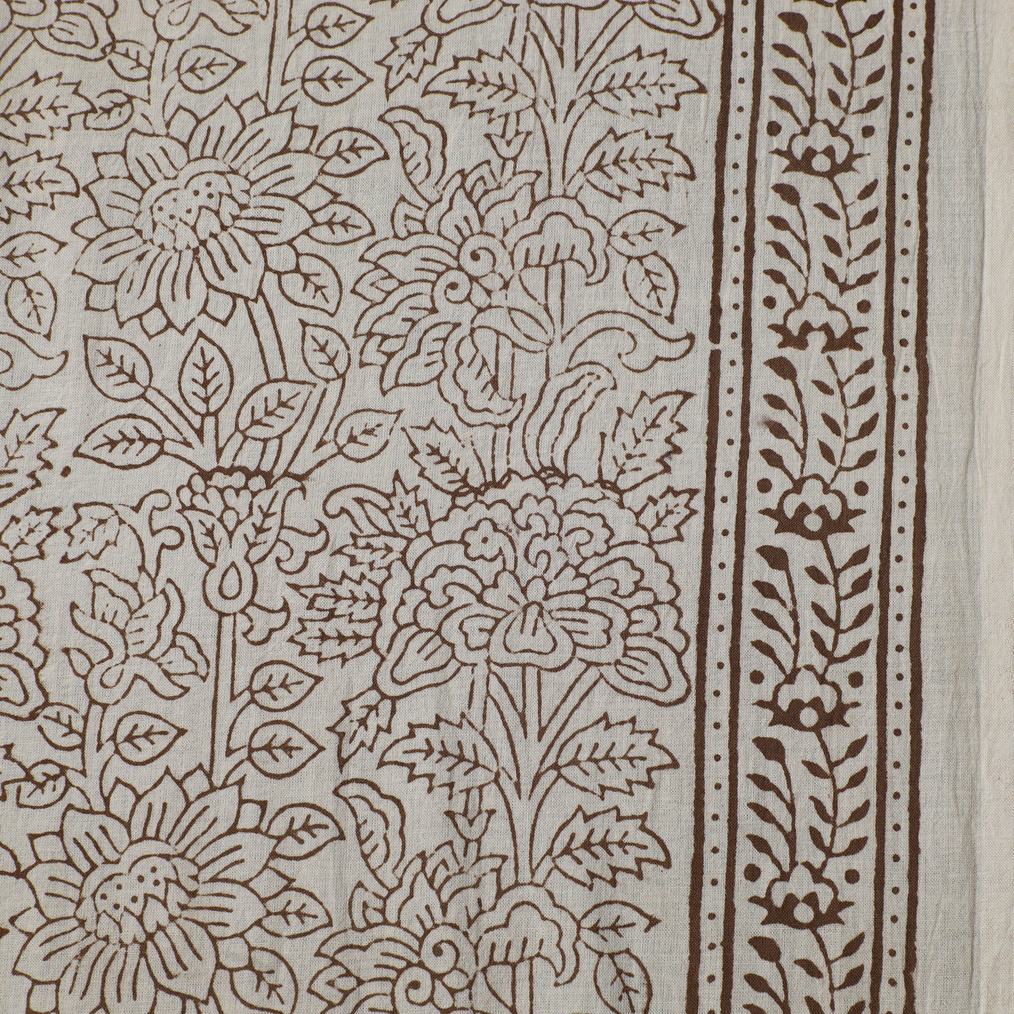 Beige - Bagh Hand Block Print Natural Dyed Cotton Fabric 06 - Image 4