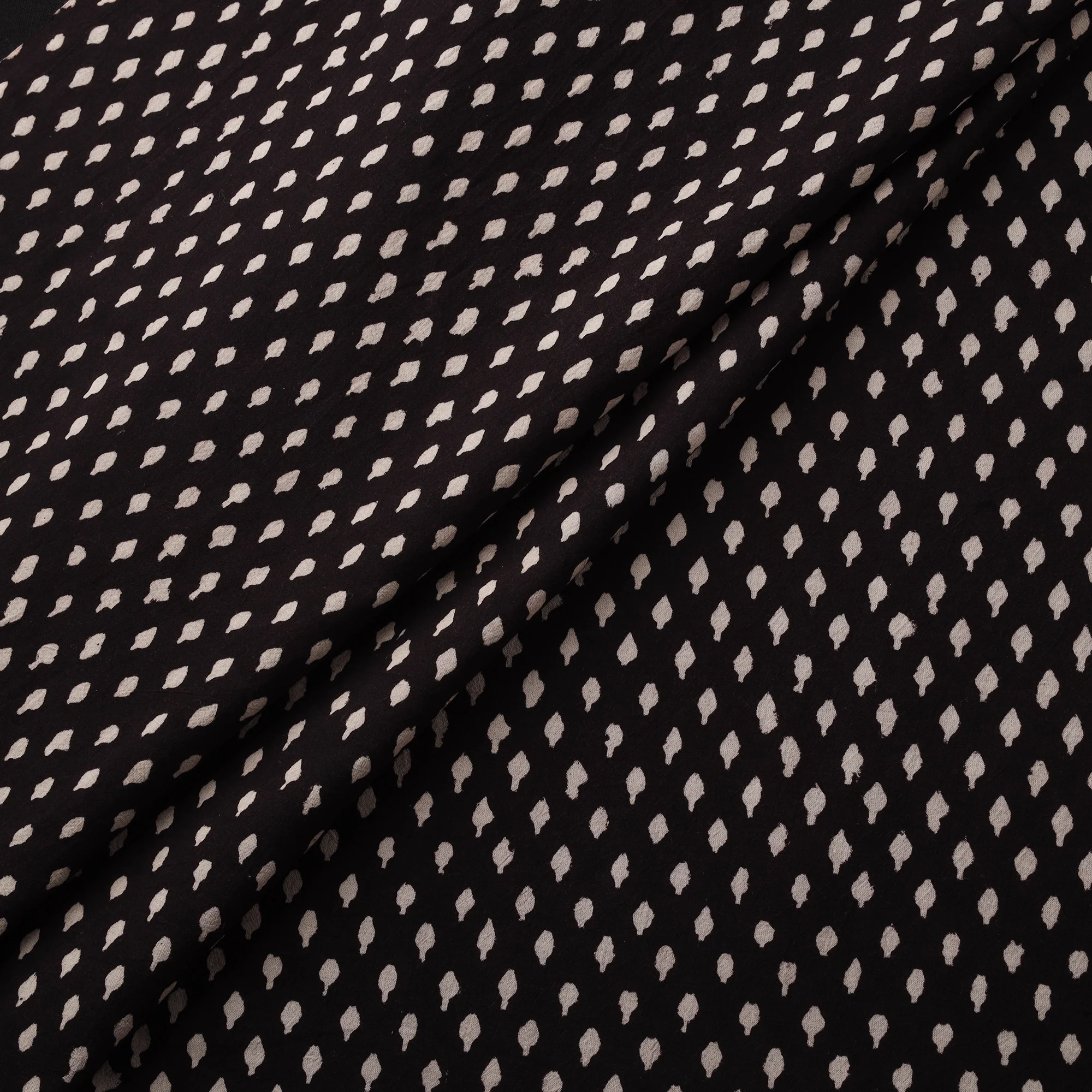 Black - Bagh Hand Block Print Natural Dyed Cotton Fabric 08 - Image 2