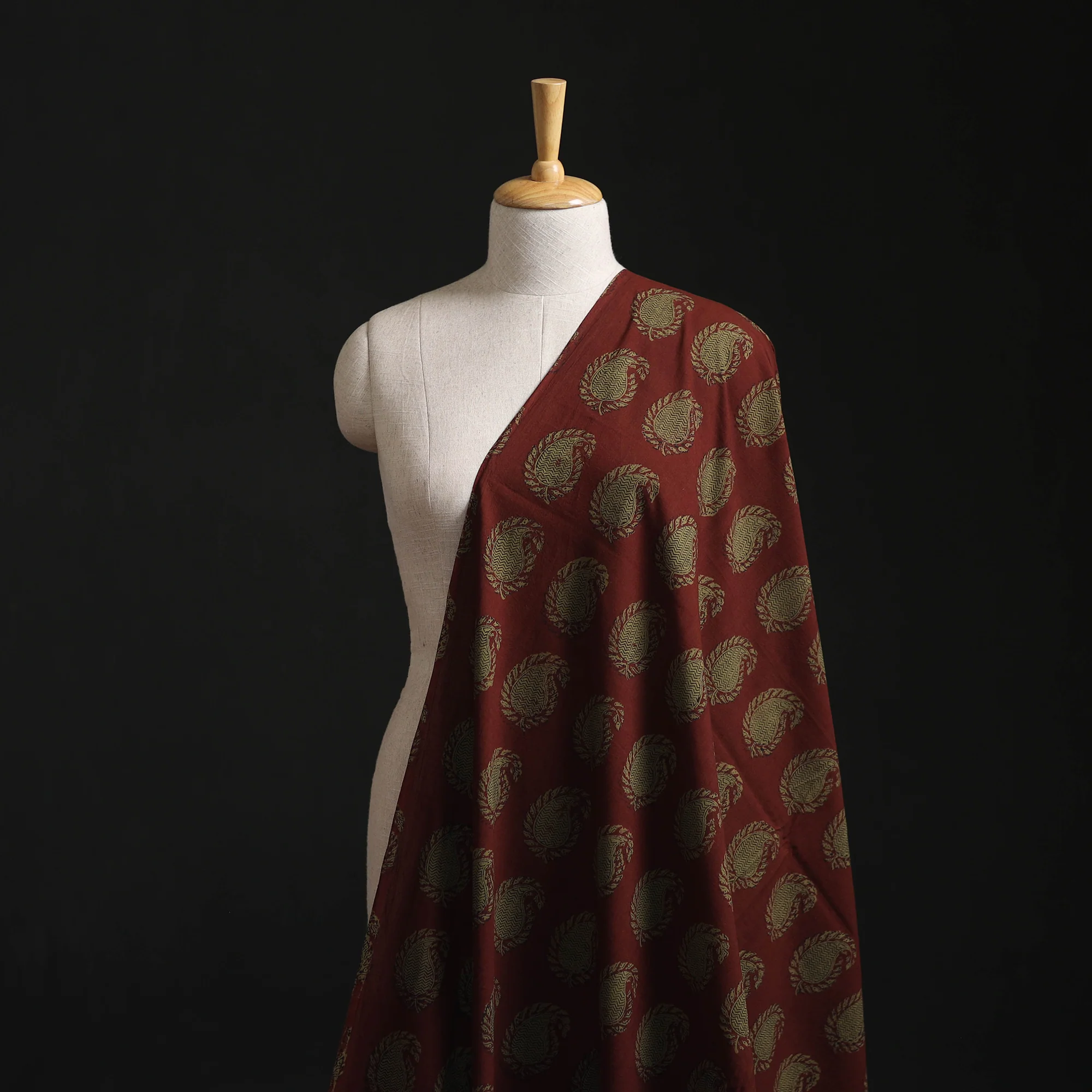 Red - Bagh Hand Block Print Natural Dyed Cotton Fabric 10
