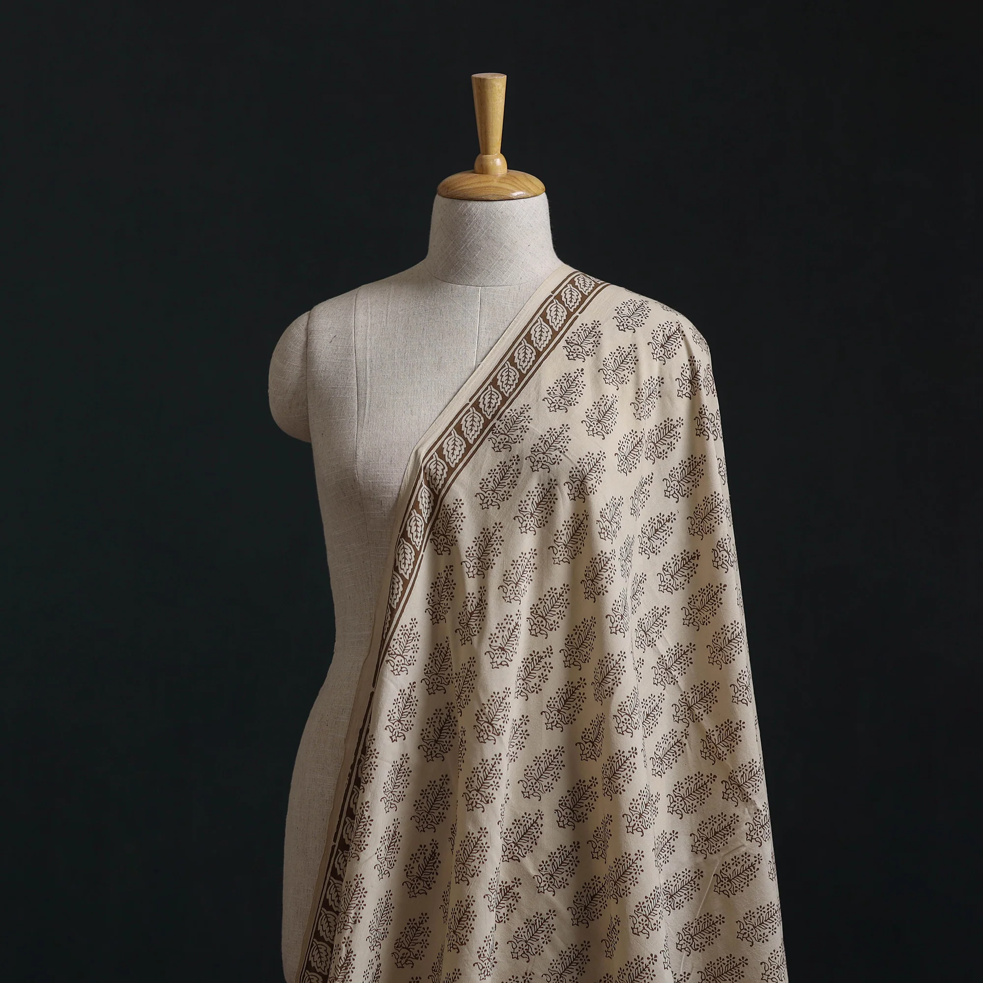 Beige - Bagh Hand Block Print Natural Dyed Cotton Fabric 14