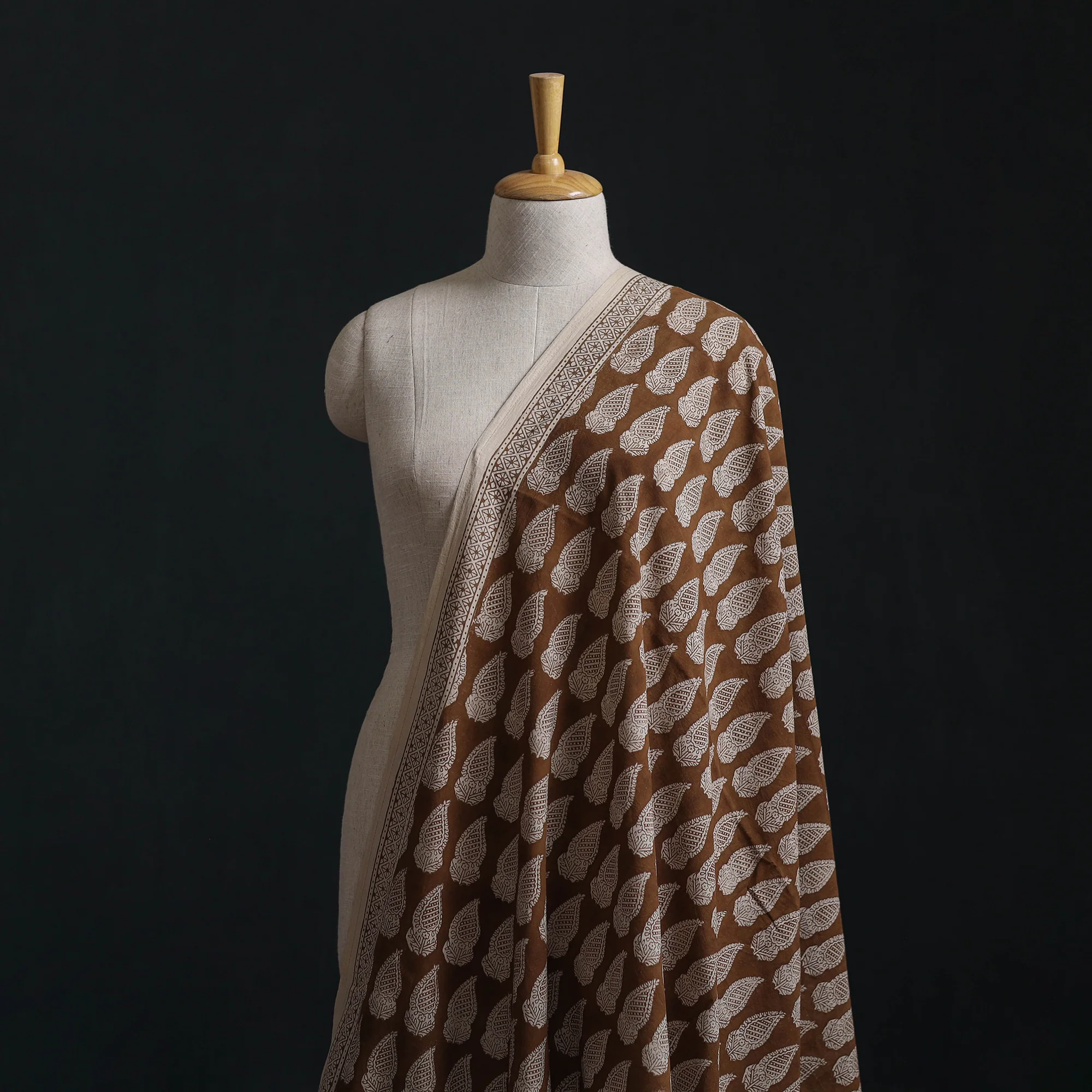 Brown - Bagh Hand Block Print Natural Dyed Cotton Fabric 16